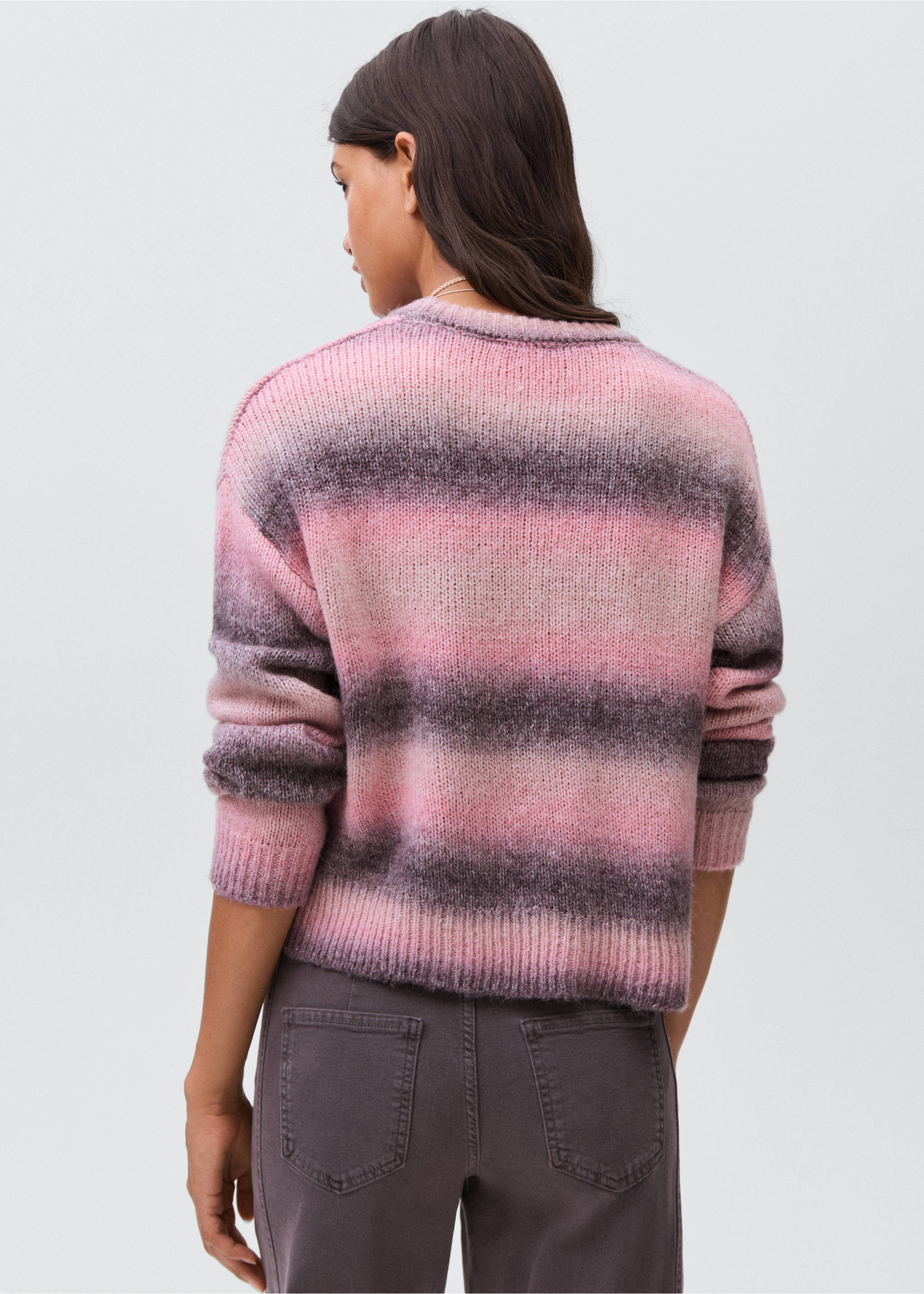 Multi-coloured knit sweater - Reverse of the article, Light Pink. Ref: 17078265-00.