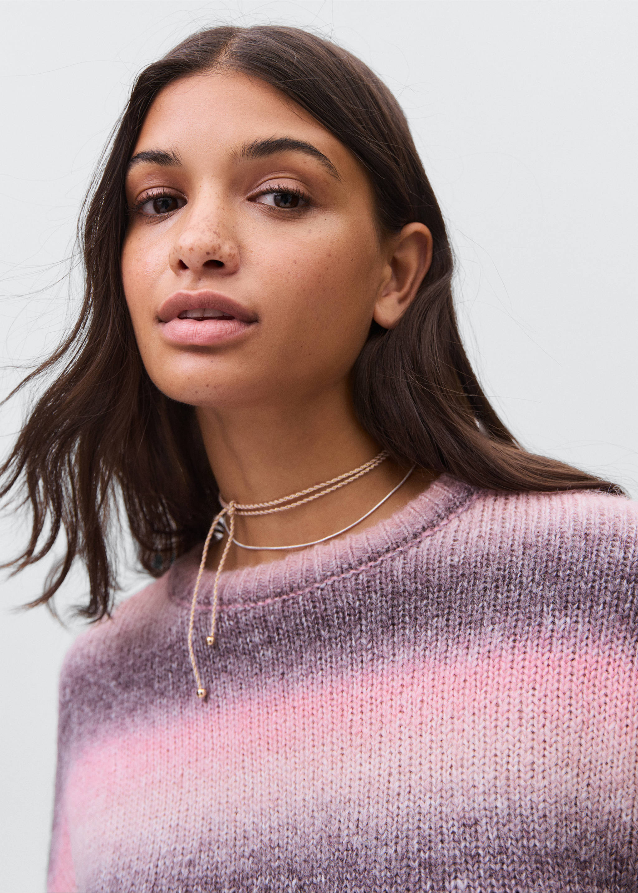 Multi-coloured knit sweater - Details of the article 1, Light Pink. Ref: 17078265-00.