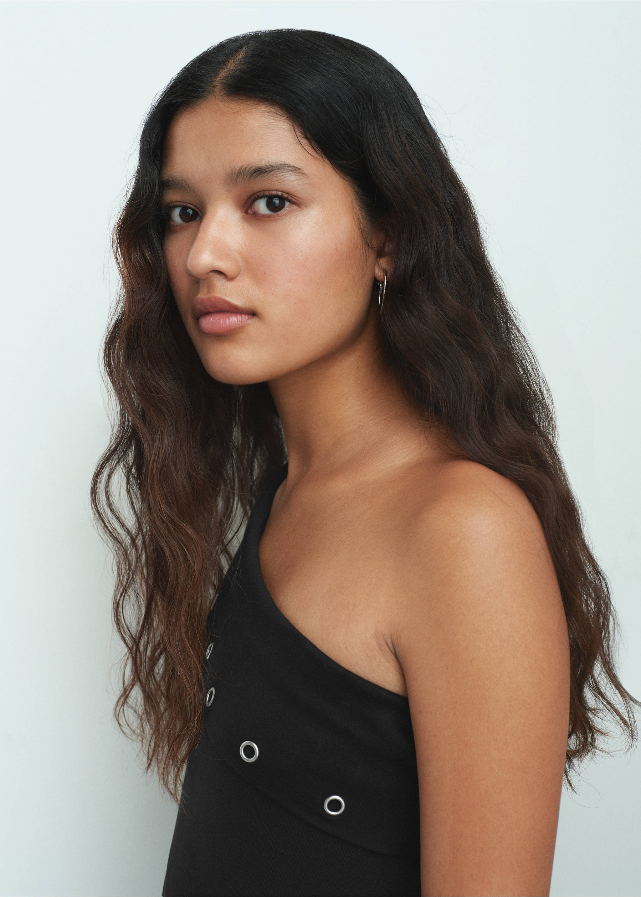 Asymmetrical studded dress - Details of the article 1, Black. Ref: 17078269-00.