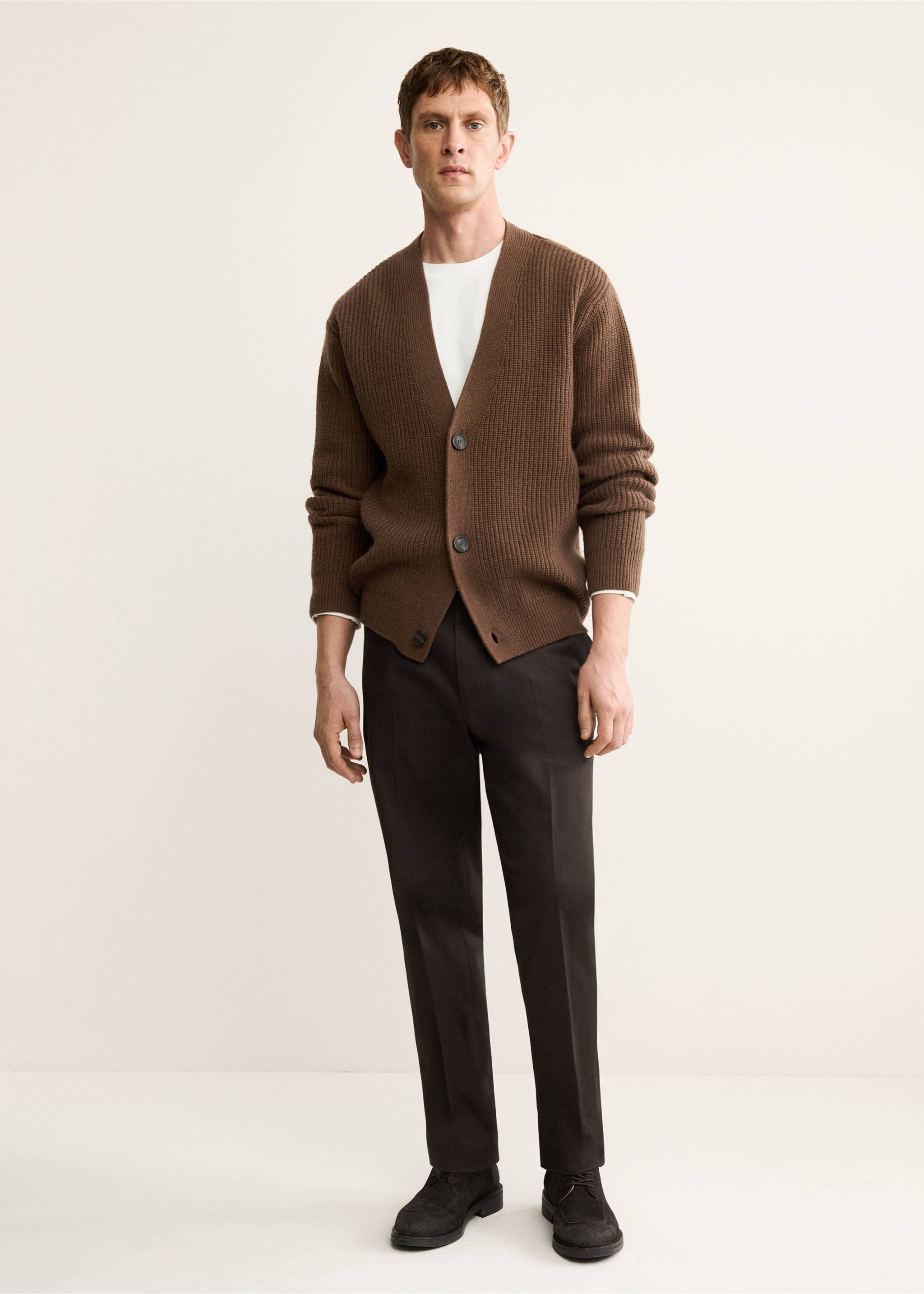 Geknöpfter Cardigan aus 100 % Wolle - Allgemeine Ansicht, Karamell. Ref: 17078278-00.