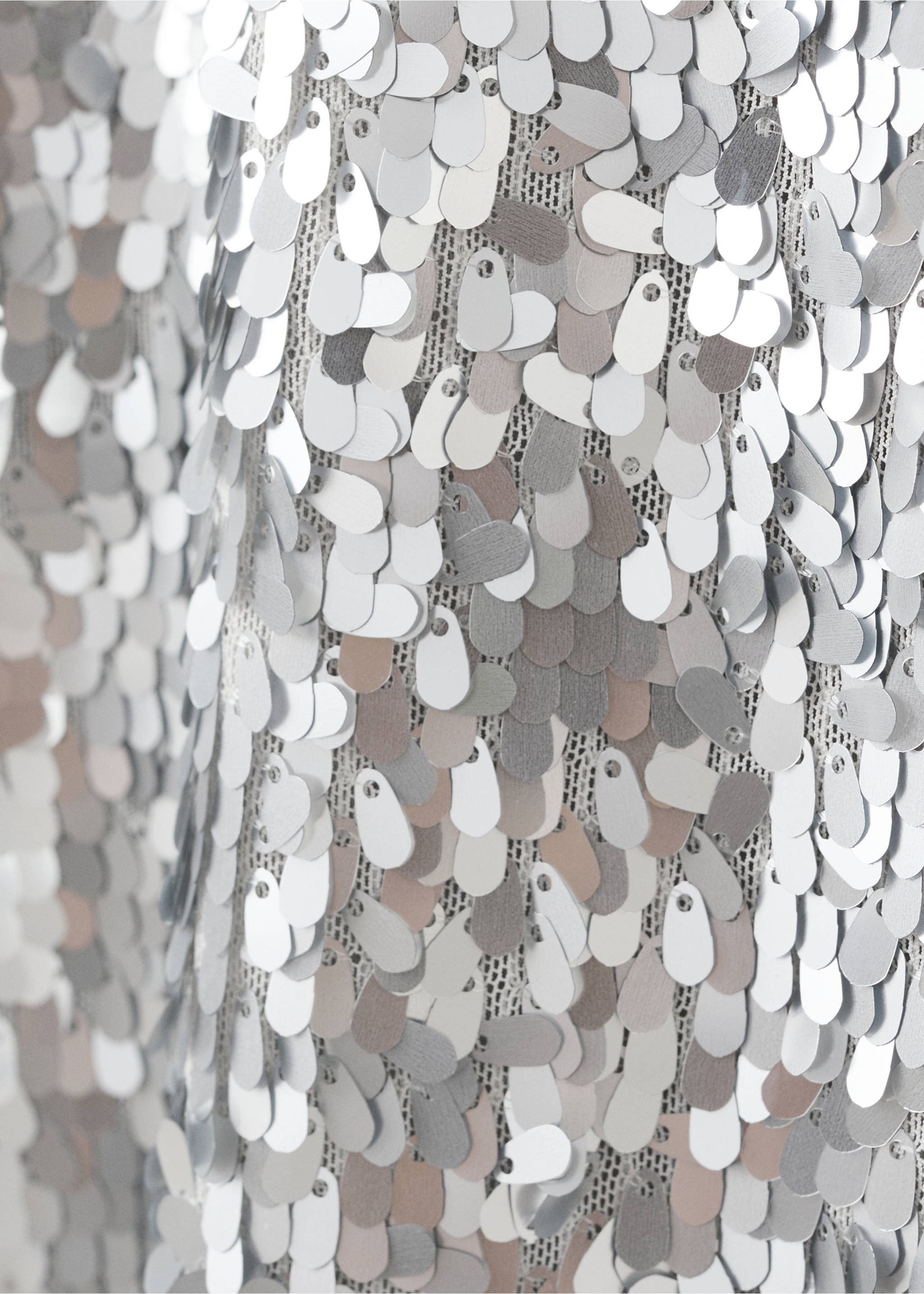Kurzes Paillettenkleid - Detail des Artikels 0, Silber. Ref: 17078284-00.