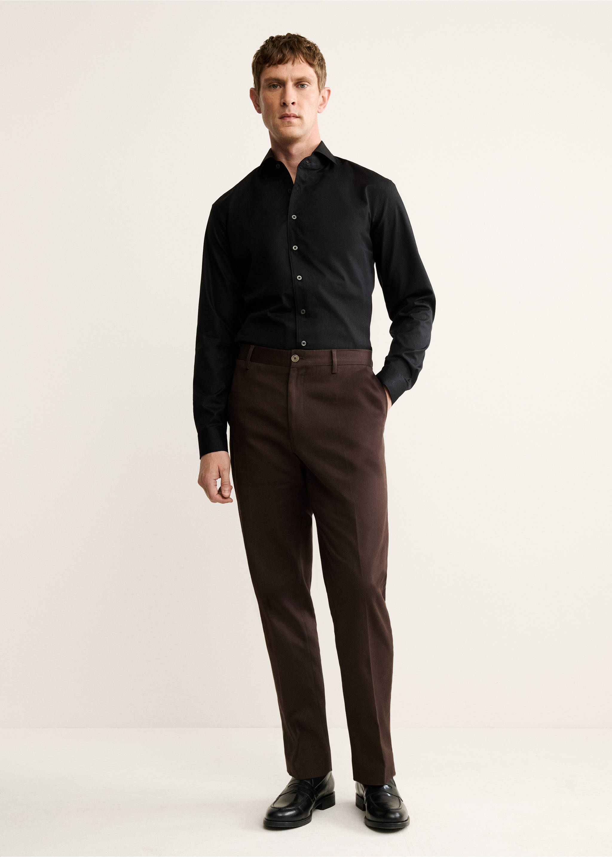 Chemise regular-fit 100 % coton - Plan général, Noir. Ref: 17078288-00.
