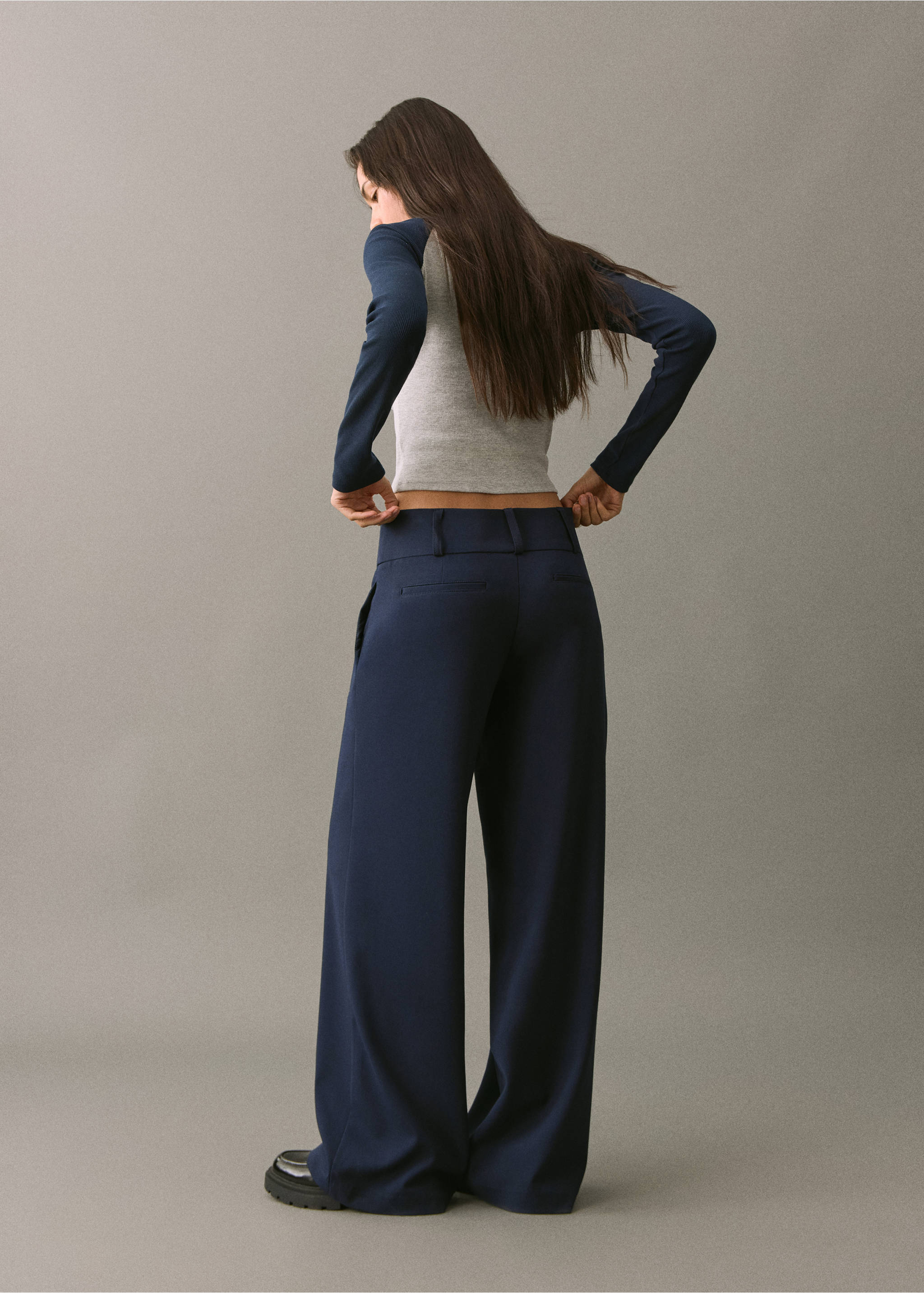 Straight trousers - Reverse of the article, Navy. Ref: 17078291-00.