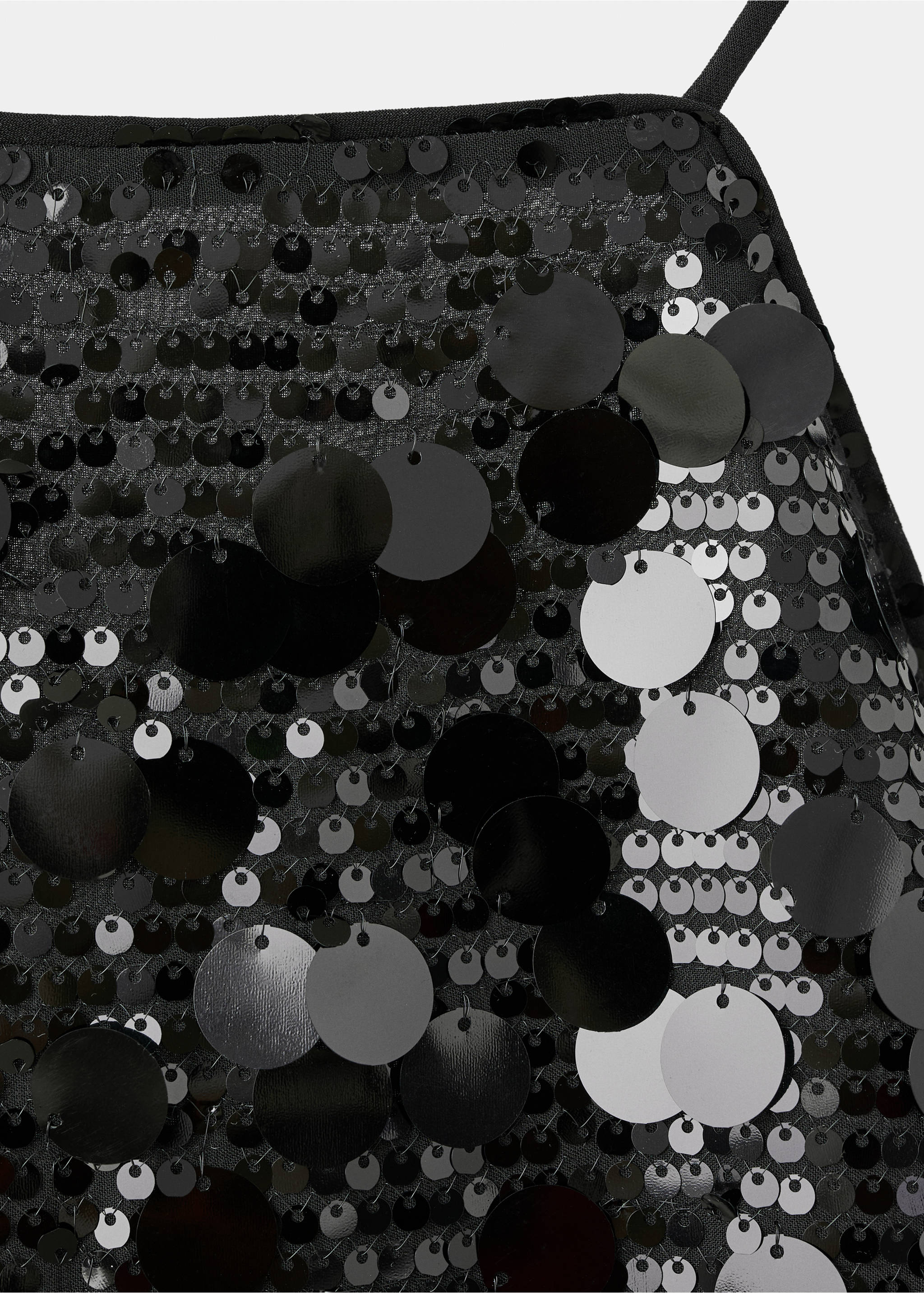 Short dress with sequins - Details of the article 8, Black. Ref: 17078632-00.