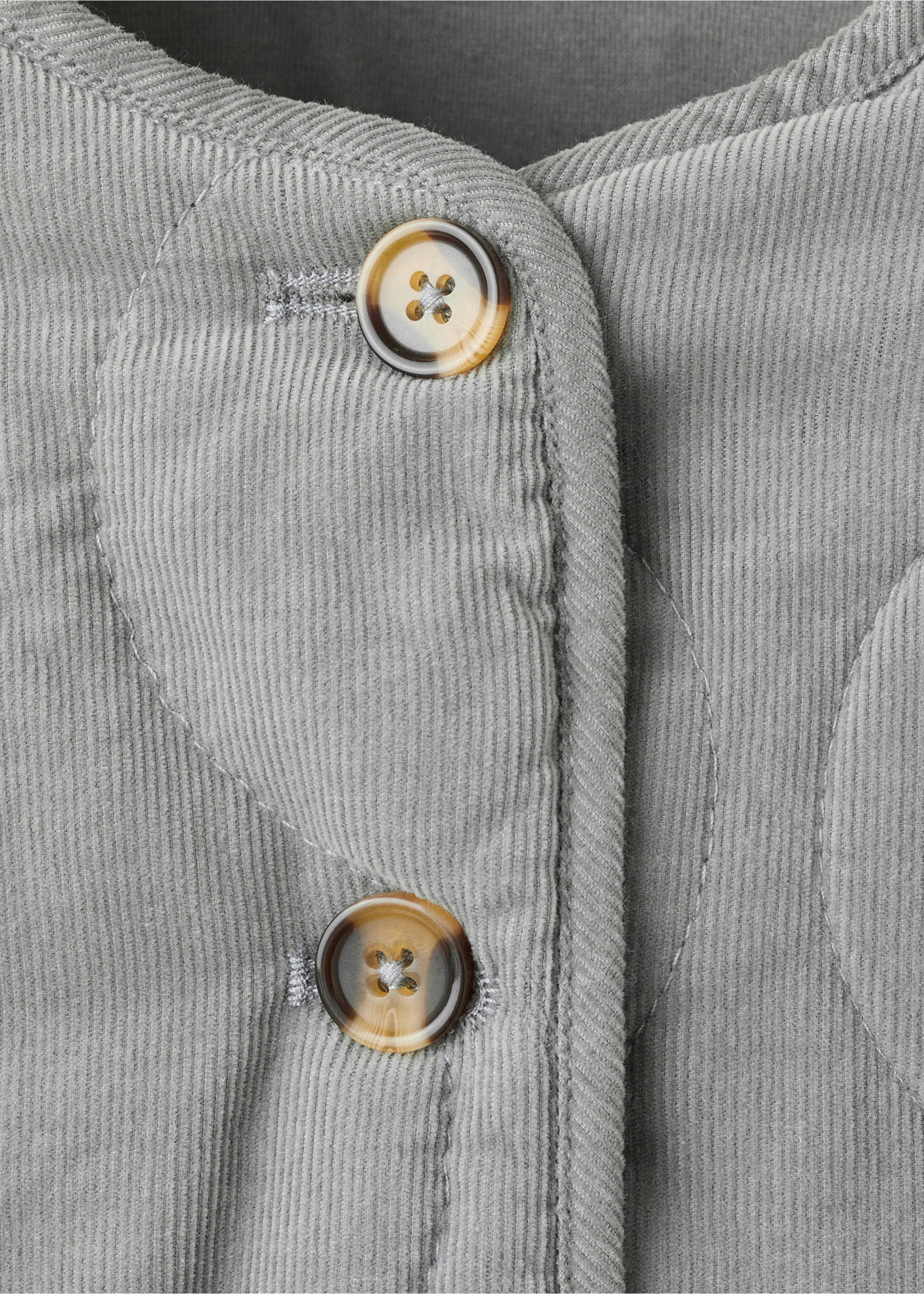 Corduroy quilted coat - Details of the article 8, Grey. Ref: 17078633-00.