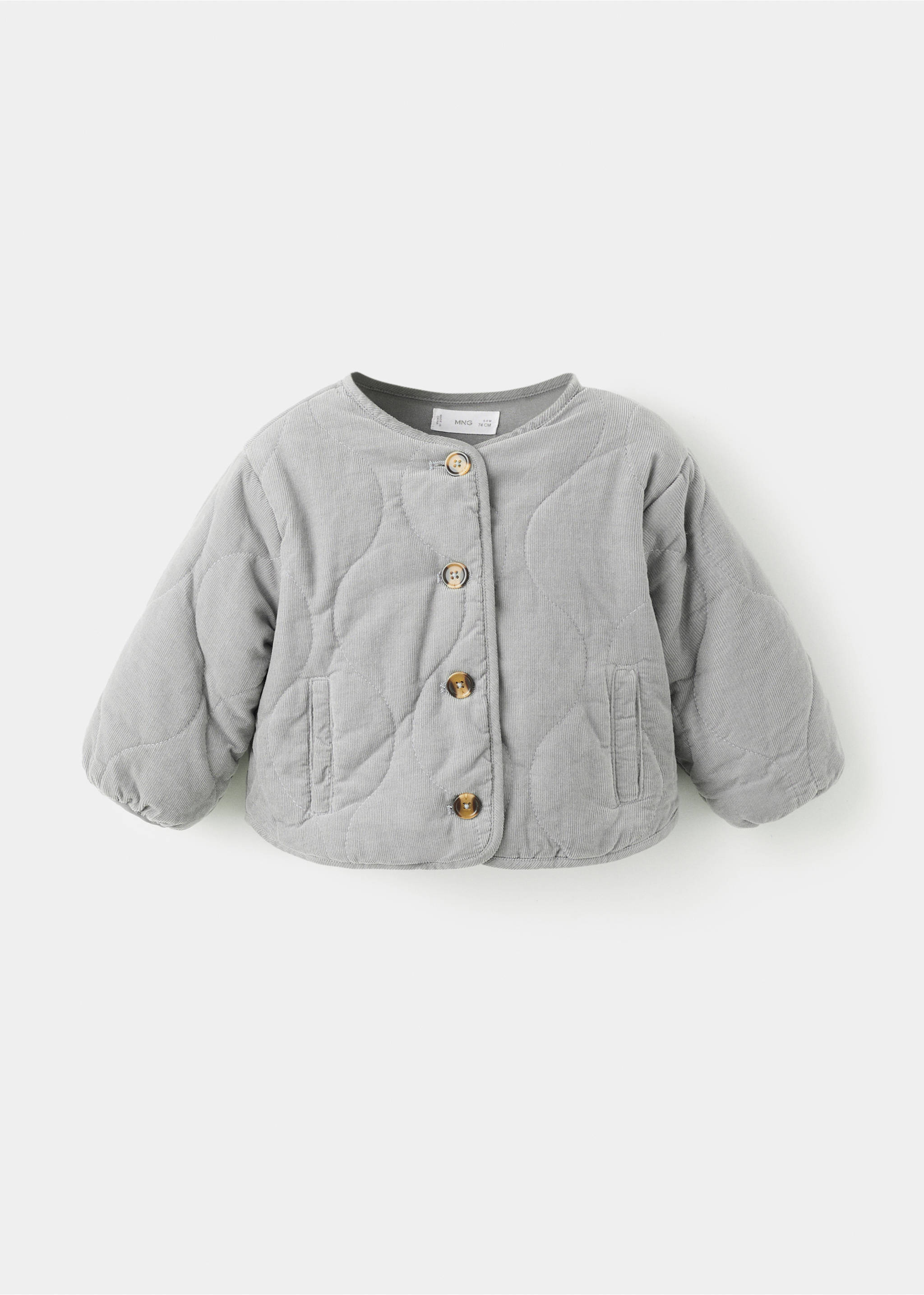 Corduroy quilted coat - Article without model, Grey. Ref: 17078633-00.