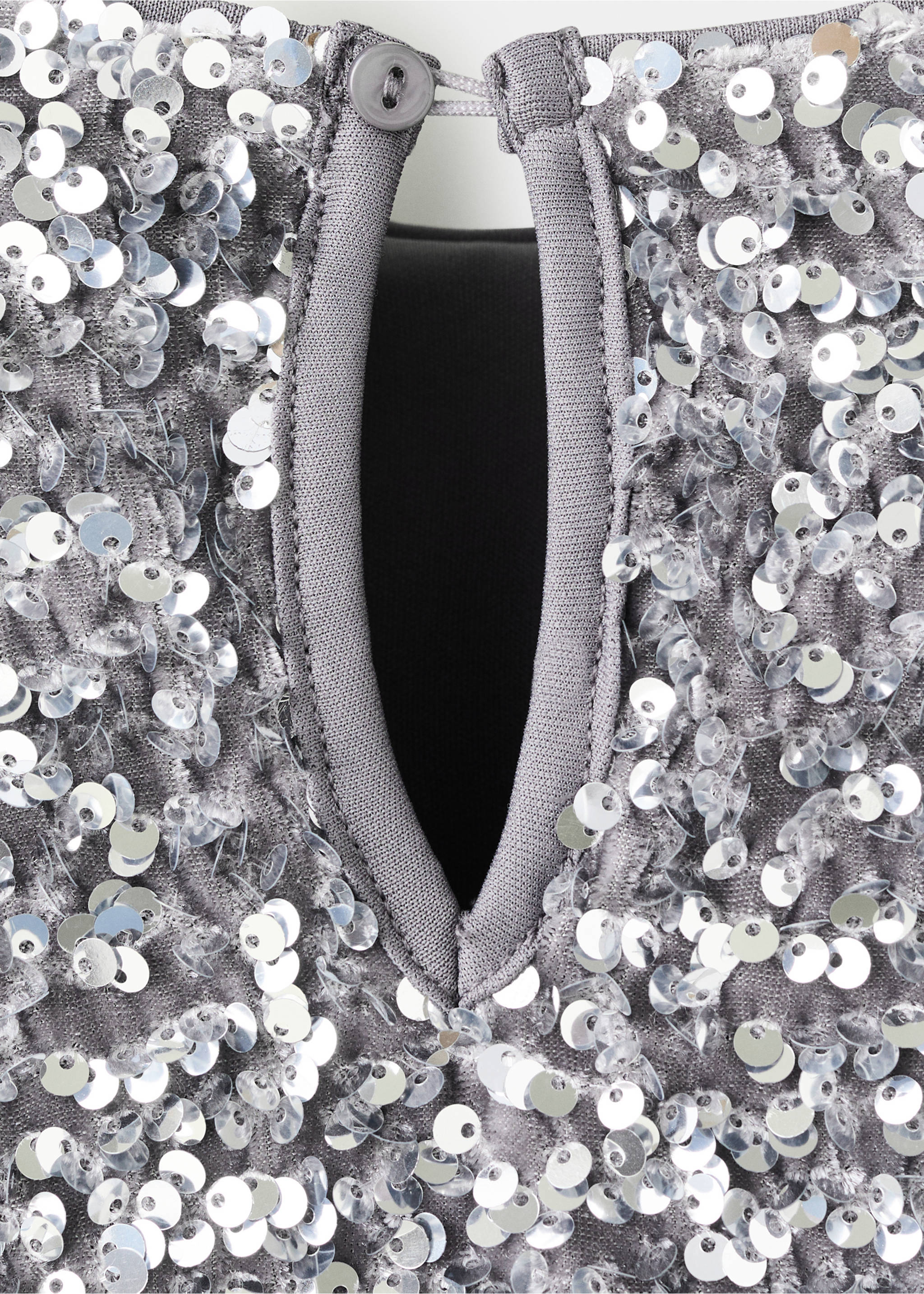 Vestido lentejuelas manga larga - Detalle del artículo 0, Plata. Ref: 17079096-00.