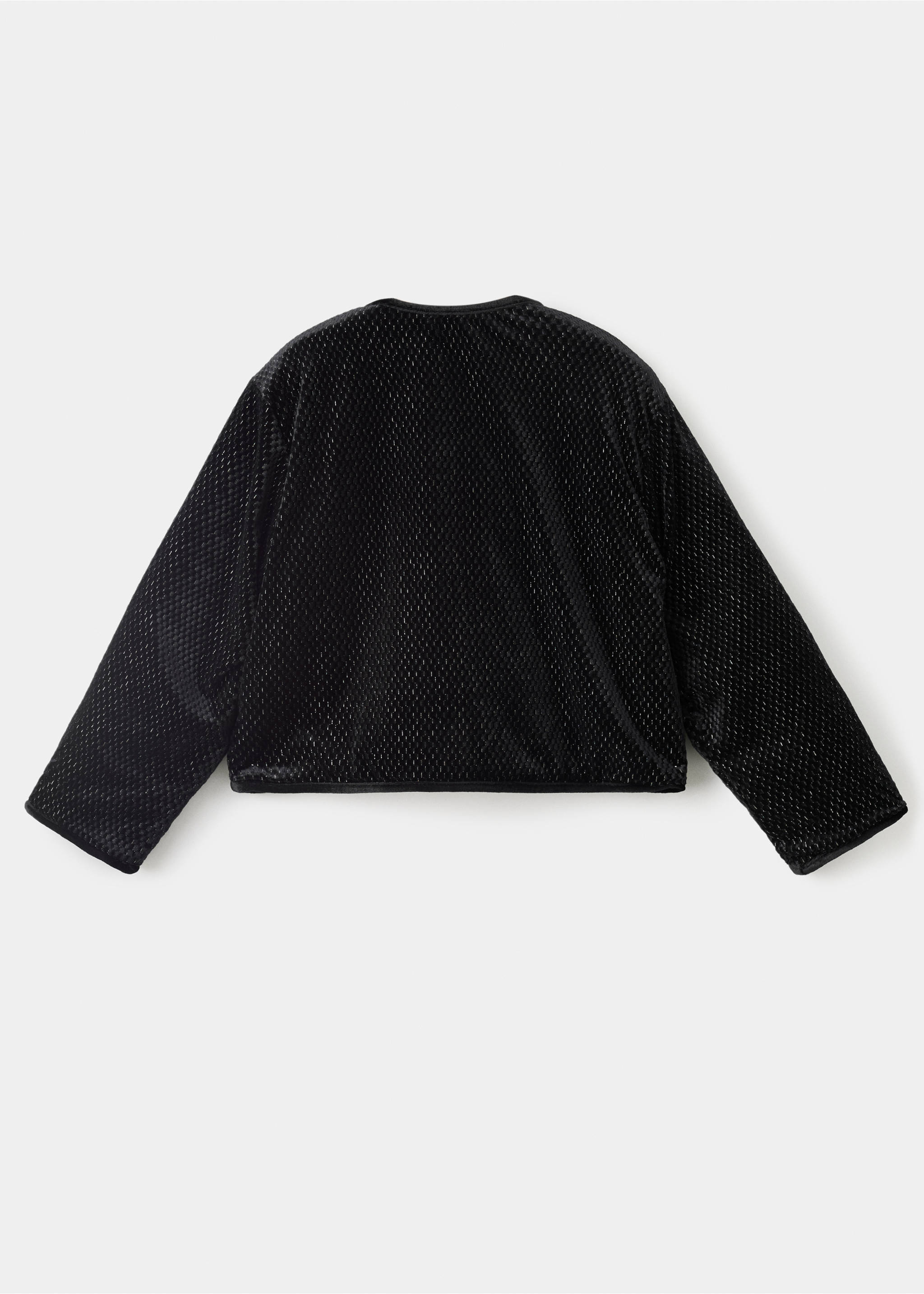 Lurex-Jacke mit Knöpfen - Rückseite des Artikels, Schwarz. Ref: 17079098-00.