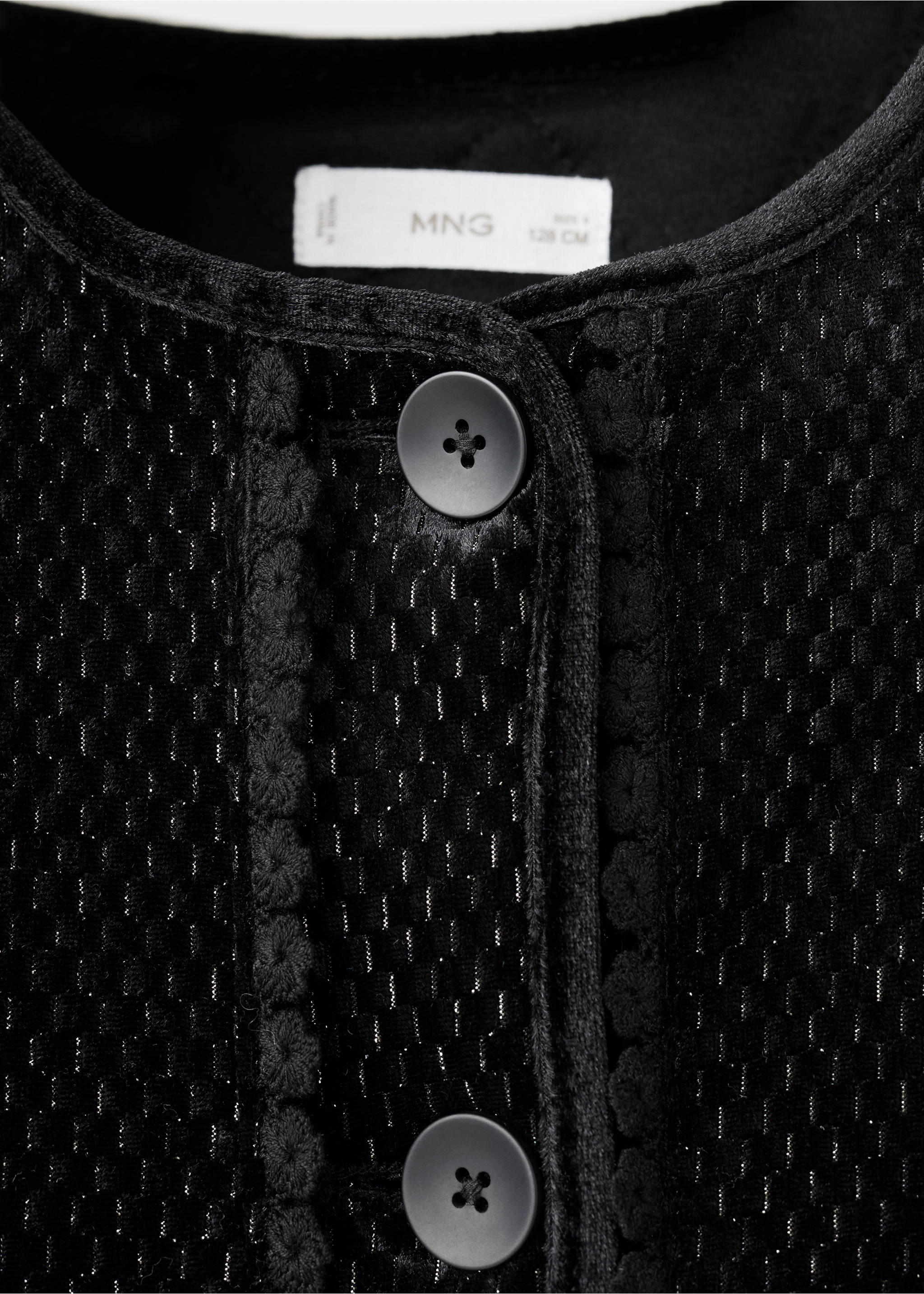 Lurex-Jacke mit Knöpfen - Detail des Artikels 8, Schwarz. Ref: 17079098-00.