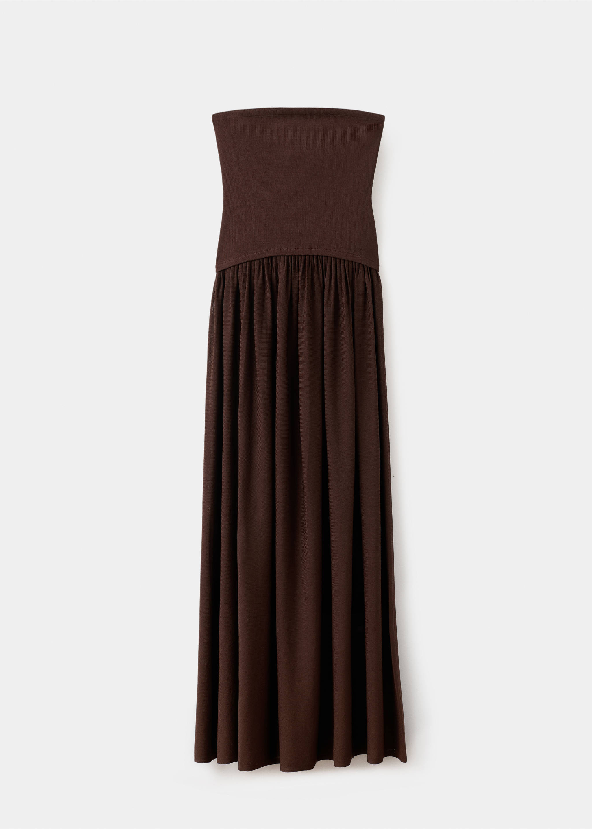 Combined strapless dress - Article without model, Chocolate. Ref: 17079103-00.