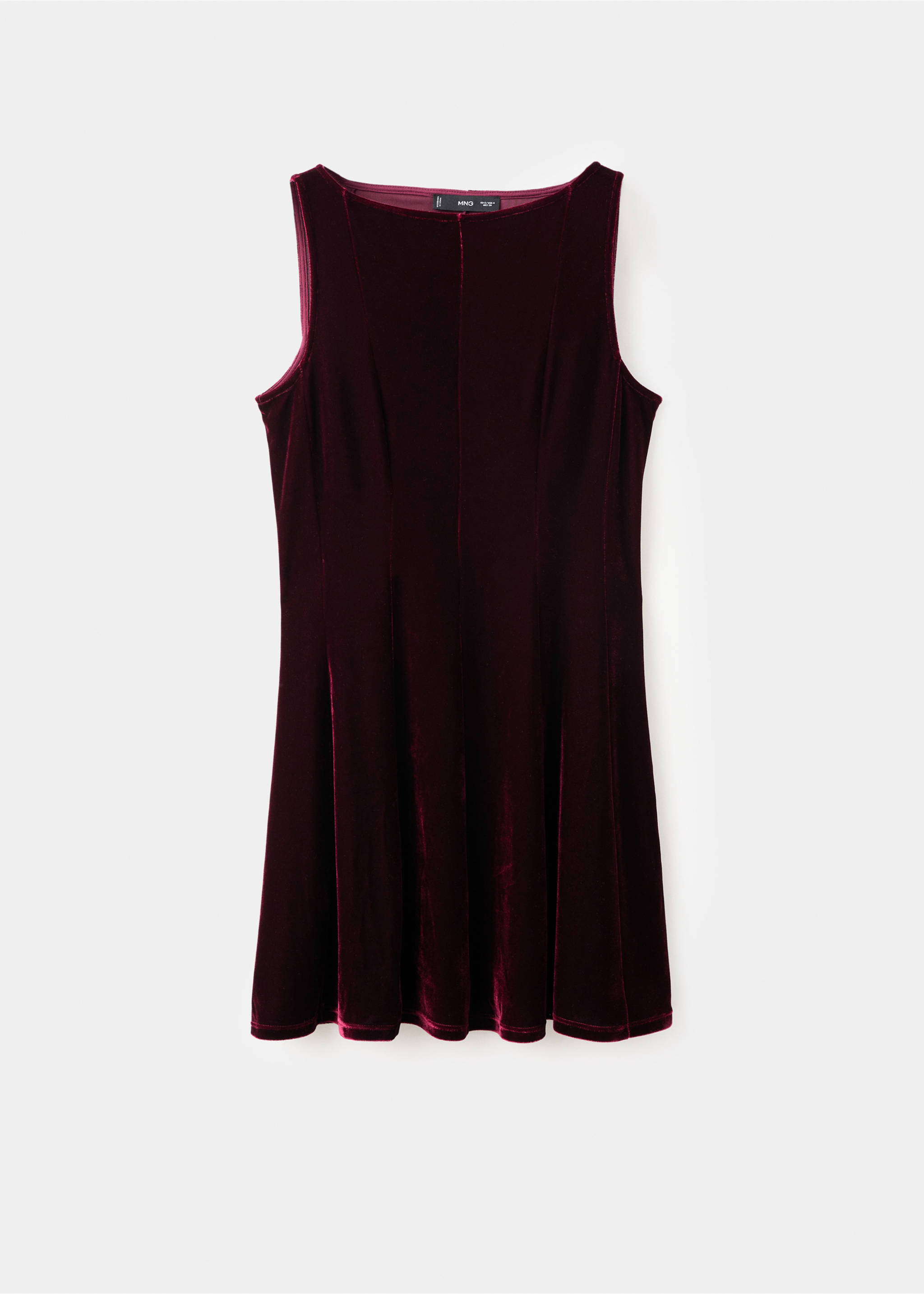 Velvet dress with seams - Article without model, Burgundy. Ref: 17079107-00.