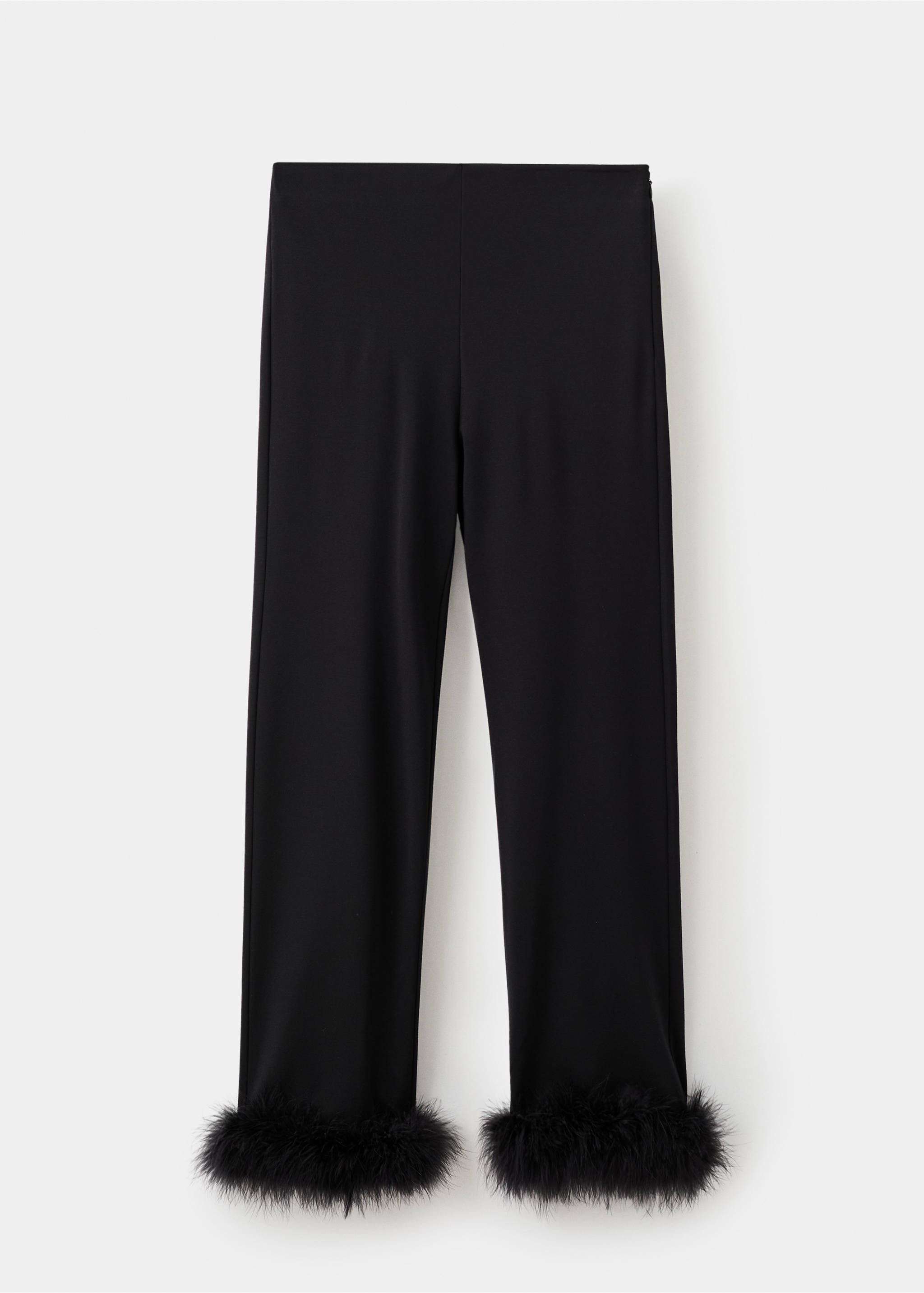 Fine-knit feather capri trousers - Article without model, Black. Ref: 17079108-00.