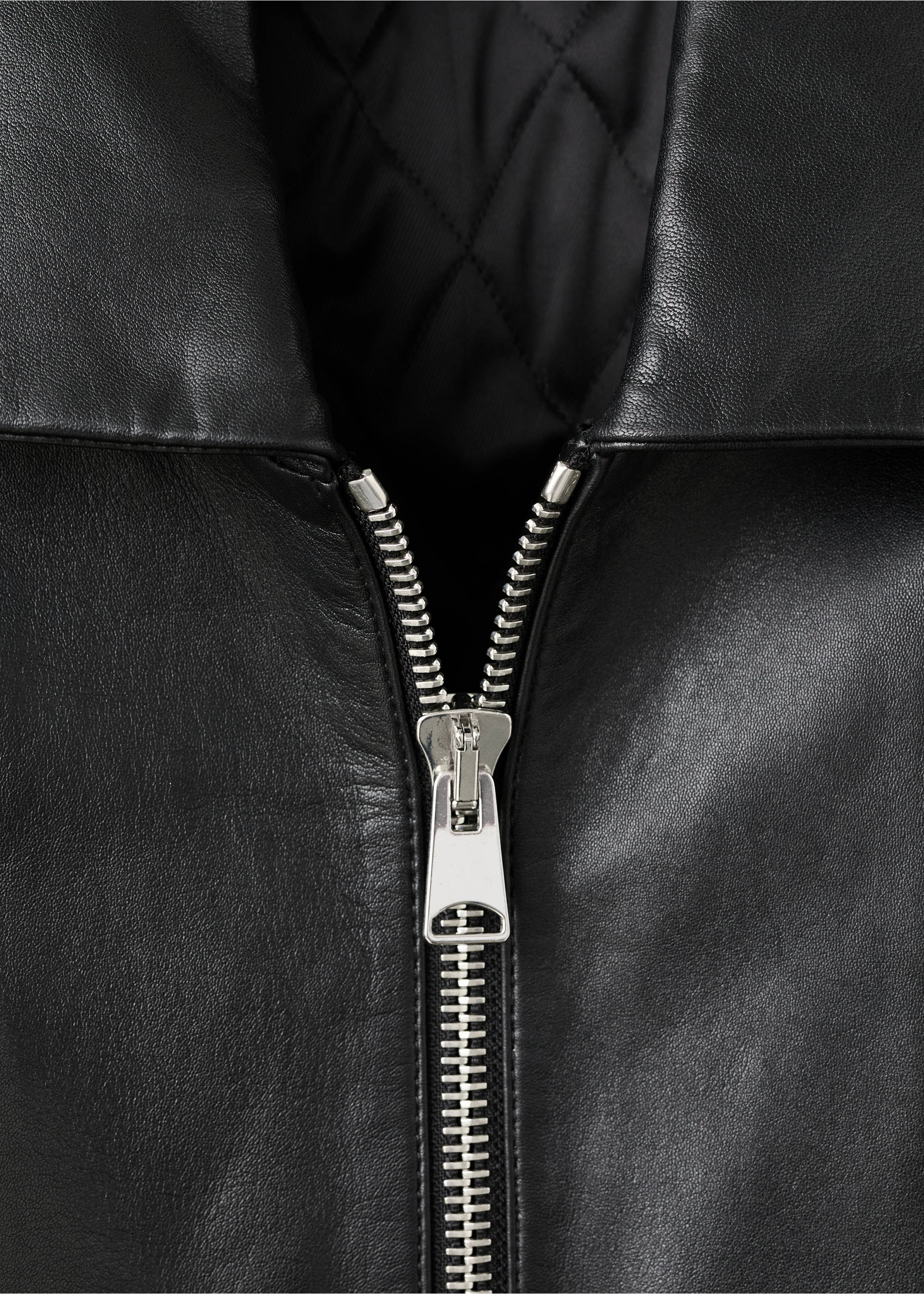 Leather bomber jacket - Details of the article 8, Black. Ref: 17079116-00.