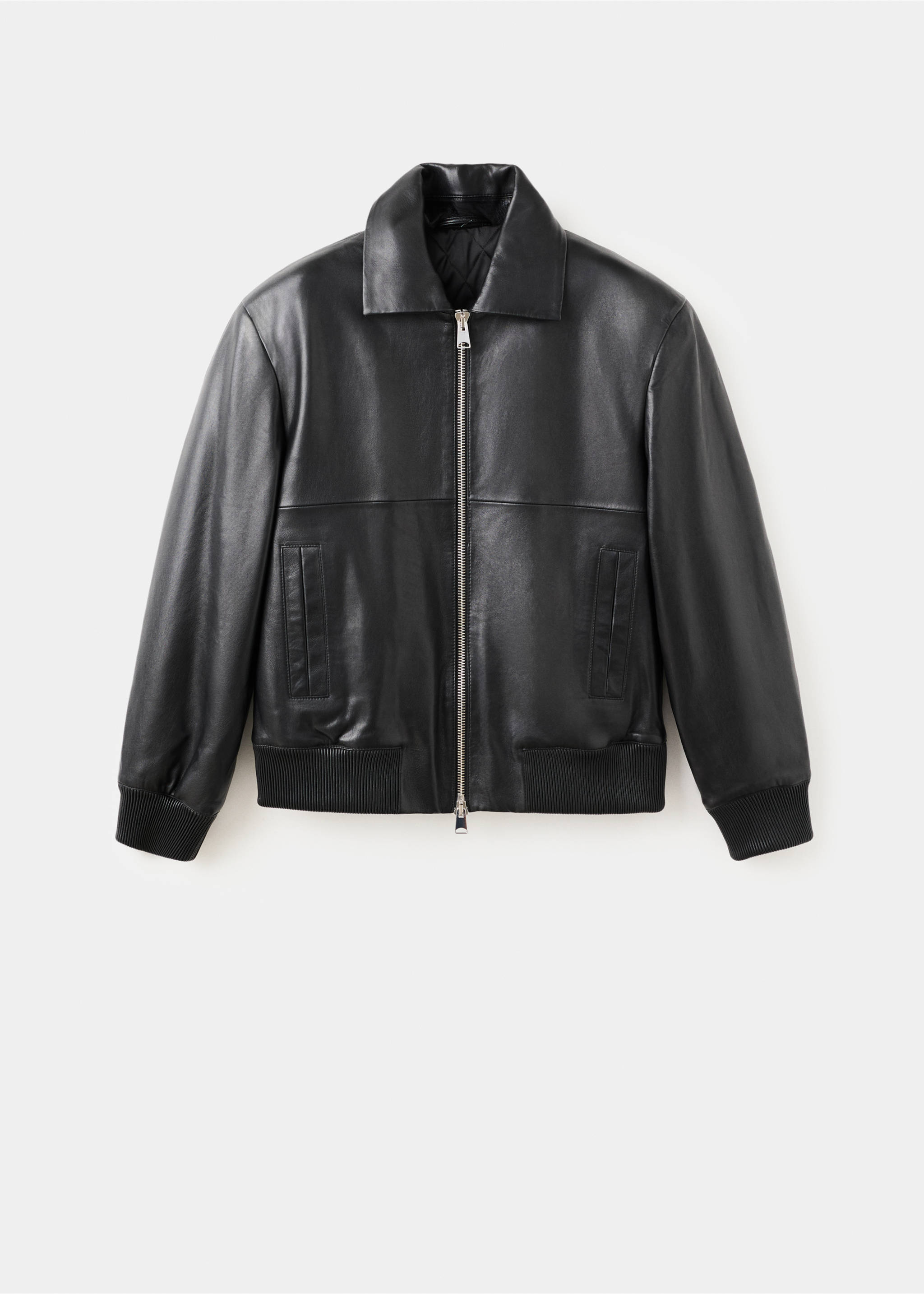 Leather bomber jacket - Article without model, Black. Ref: 17079116-00.
