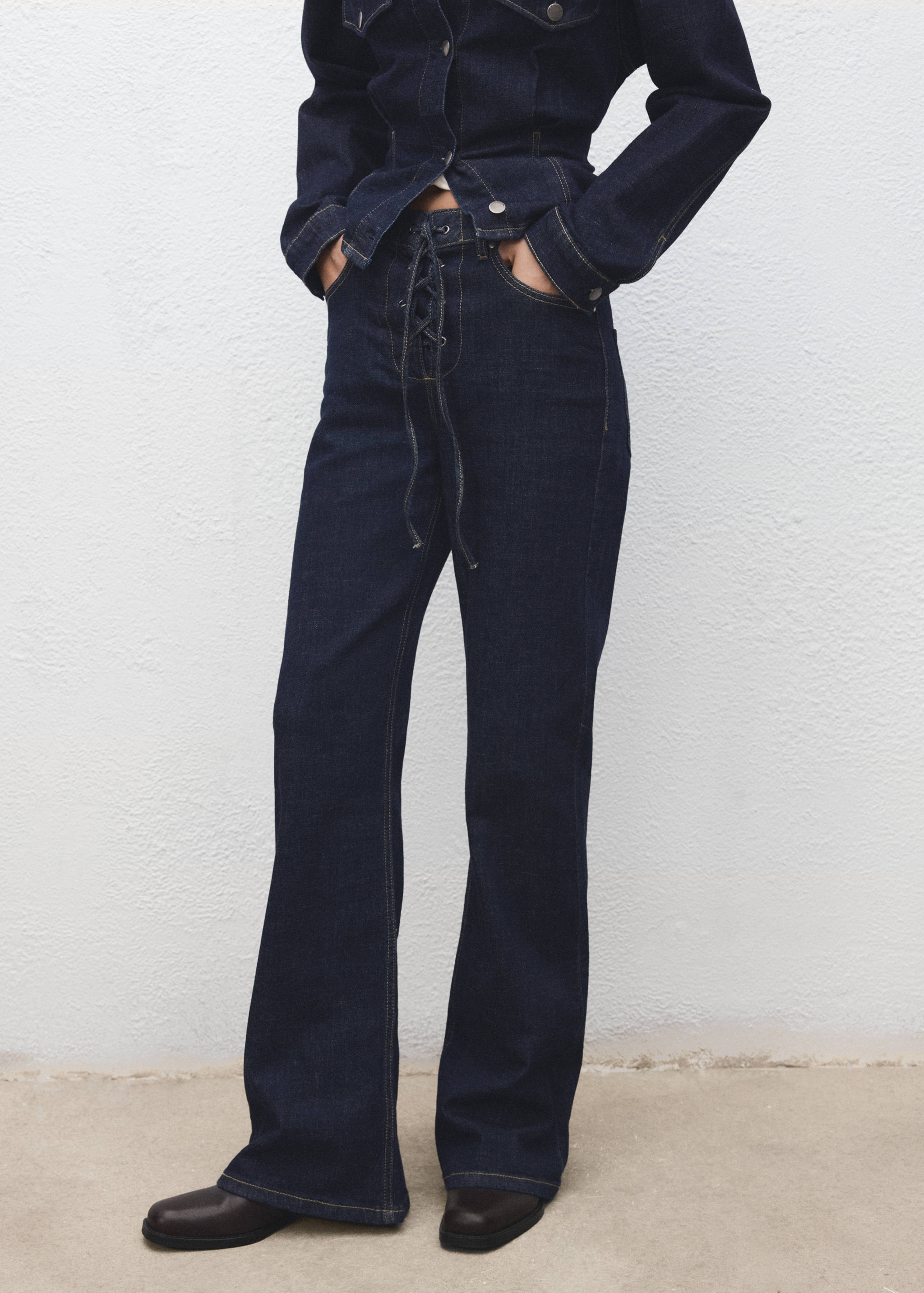 Flared jeans met koorden - Middenvlak