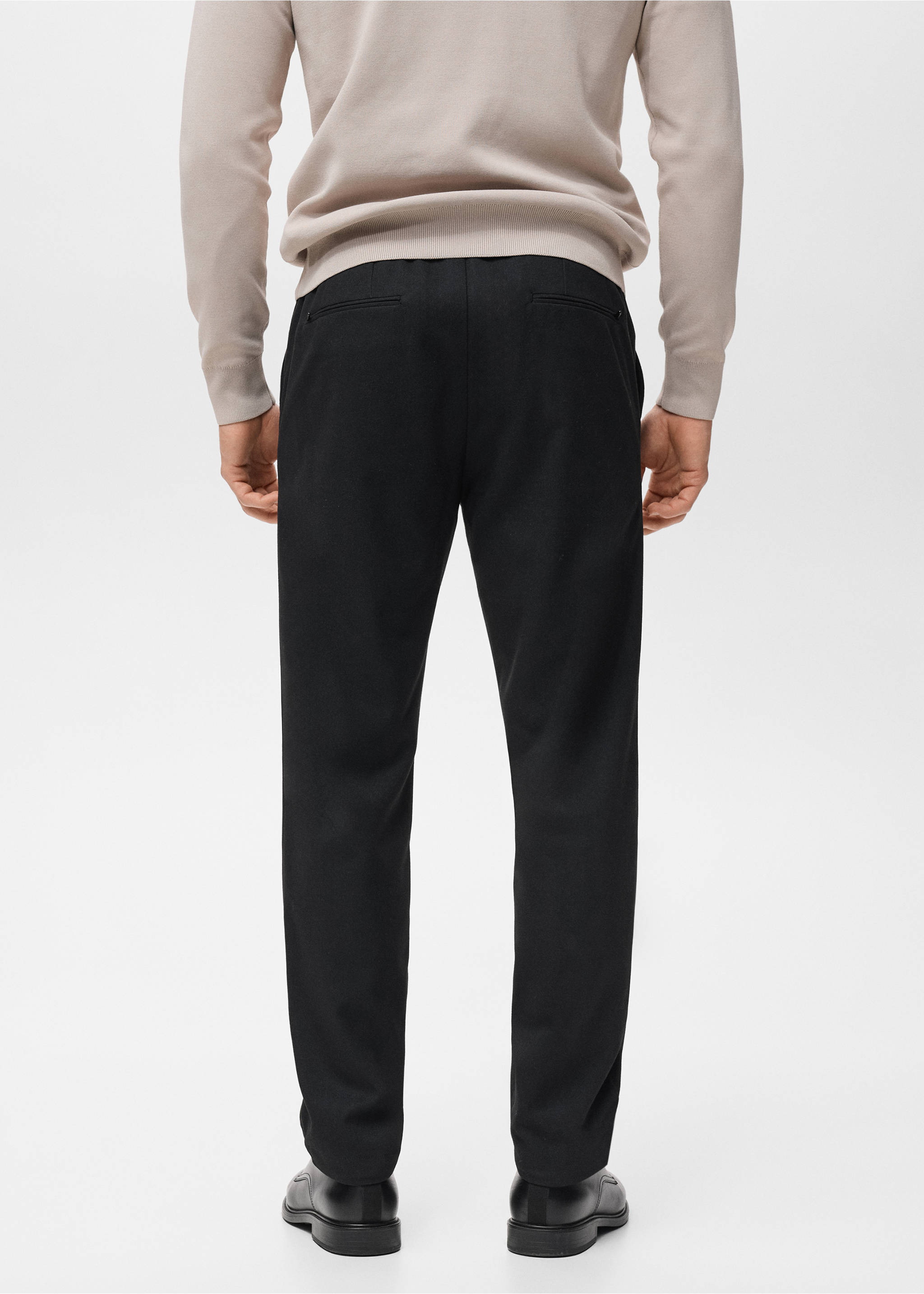 Pantalon flanelle slim-fit Thermolite® - Verso de l’article, Bleu marine. Ref: 17079204-00.