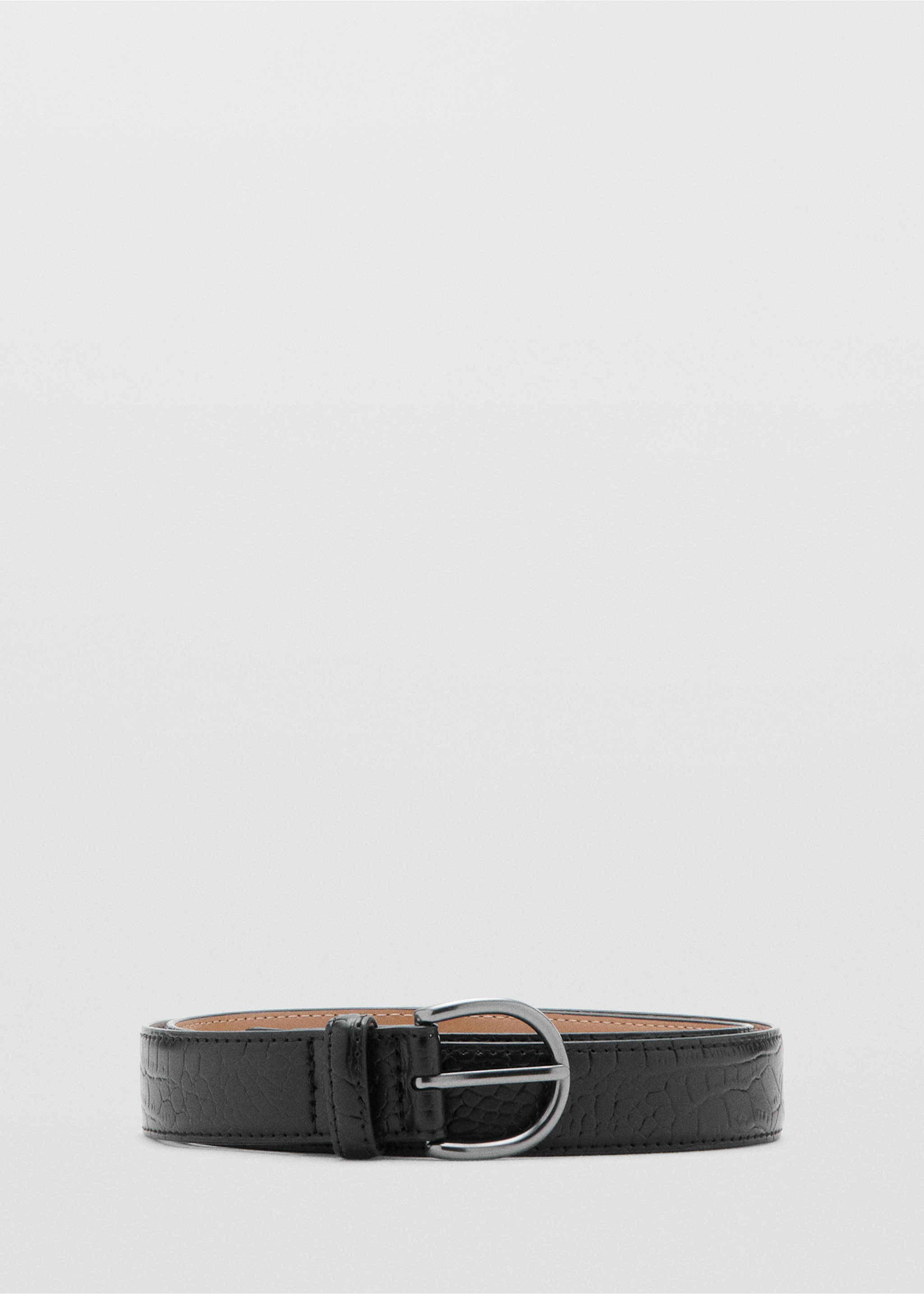 Ceinture 100 % cuir grainé - Article sans modèle, Noir. Ref: 17079206-00.