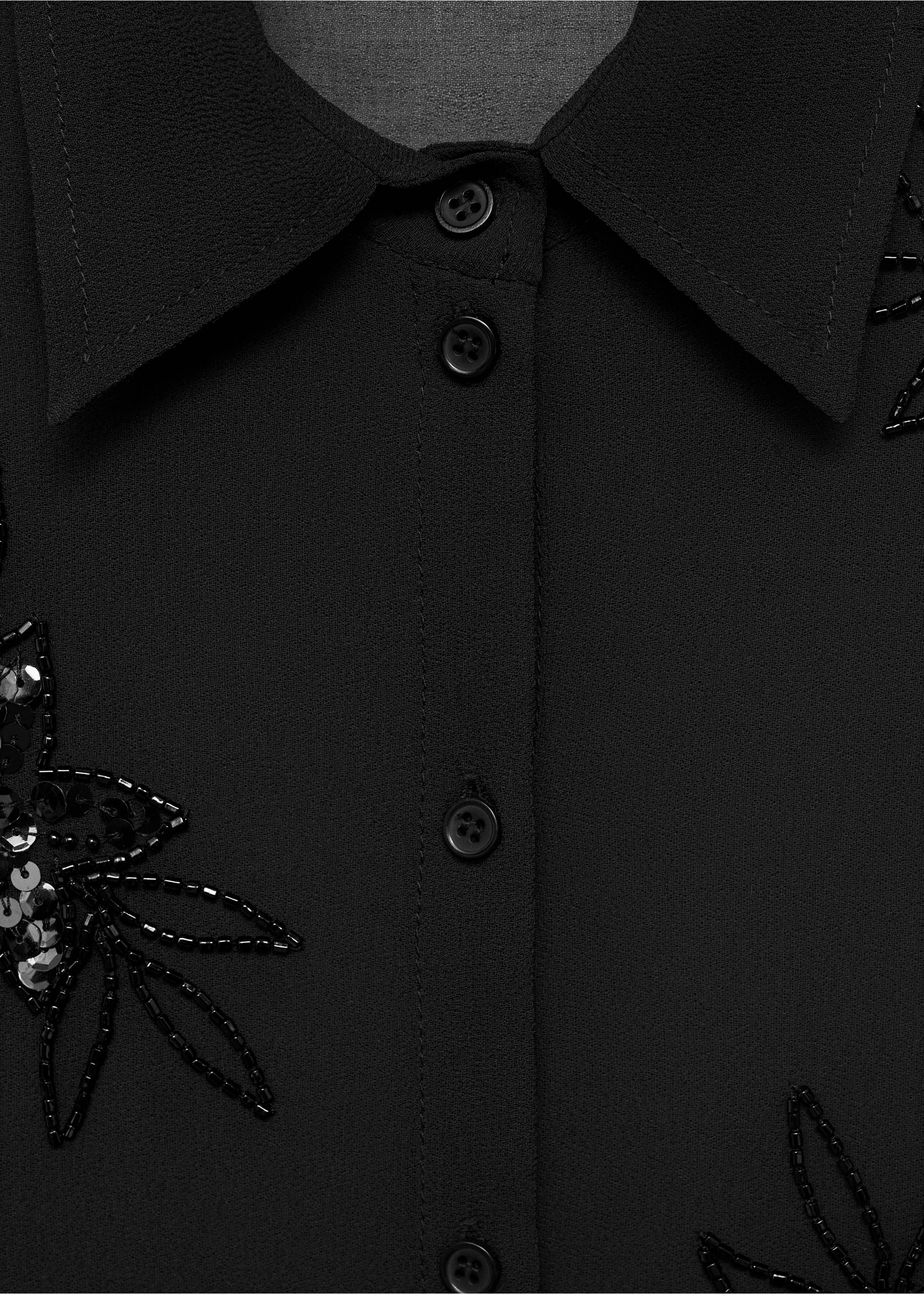 Chemise semi-transparente brodée petites pierres - Détail de l'article 8, Noir. Ref: 17081122-00.