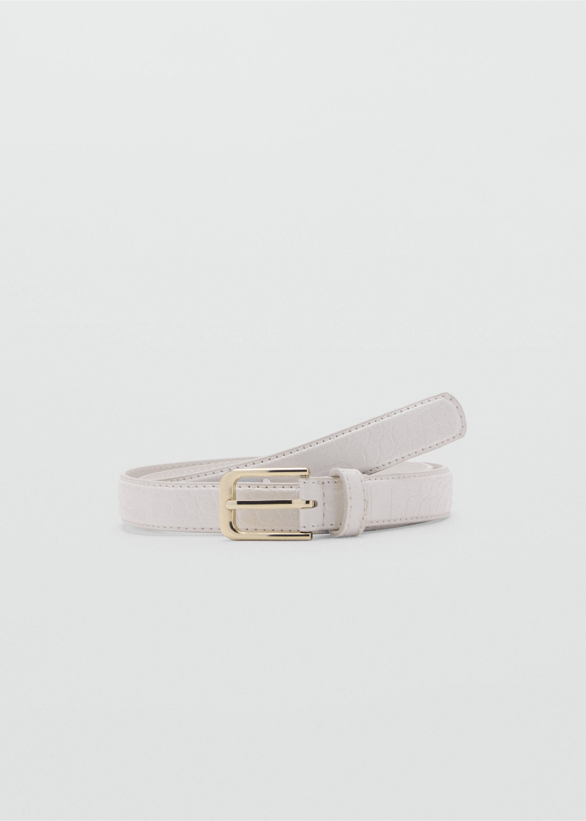 Thin faux crocodile leather belt - Article without model, Ecru. Ref: 17081129-00.