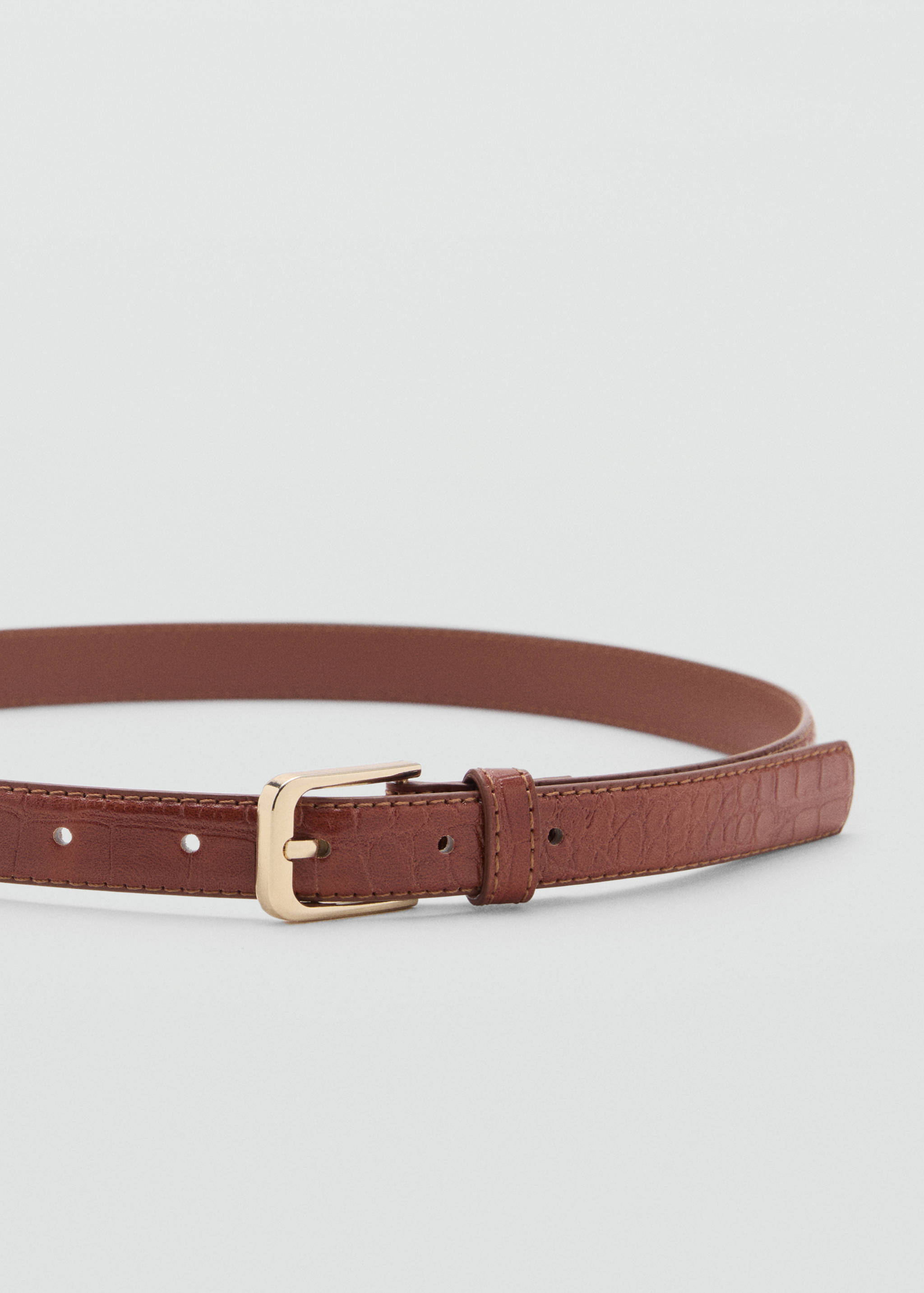 Thin faux crocodile leather belt - Medium plane