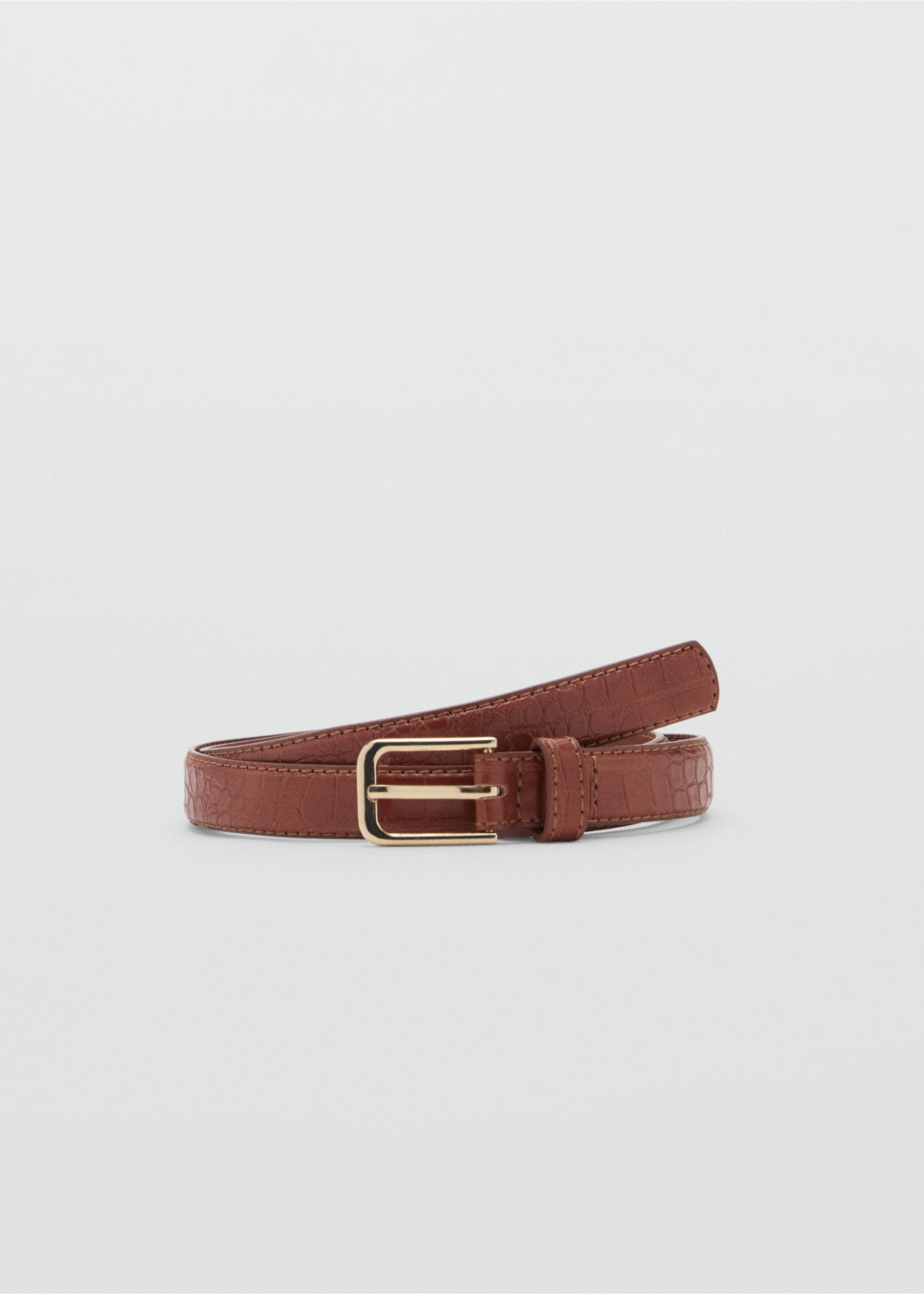 Thin faux crocodile leather belt - Article without model, Brown. Ref: 17081129-00.