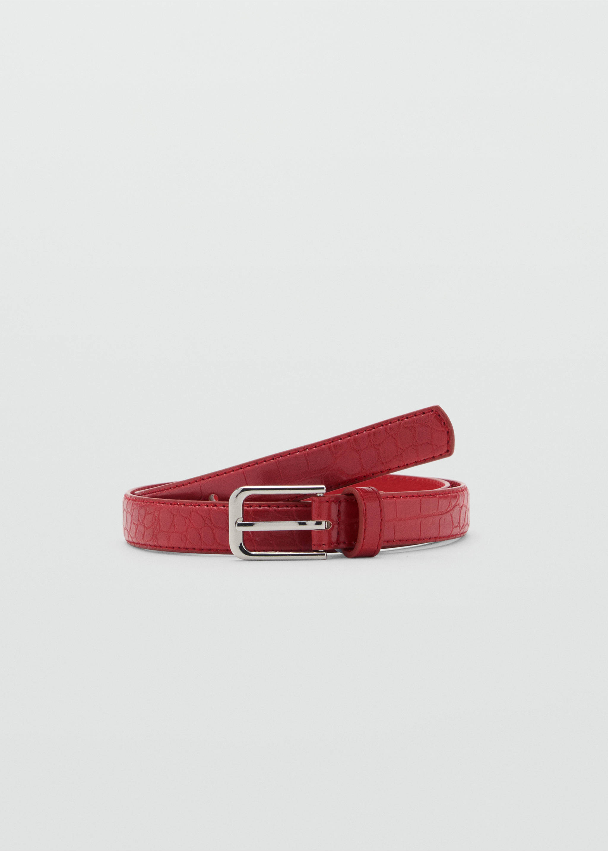 Thin faux crocodile leather belt - Article without model, Red. Ref: 17081129-00.