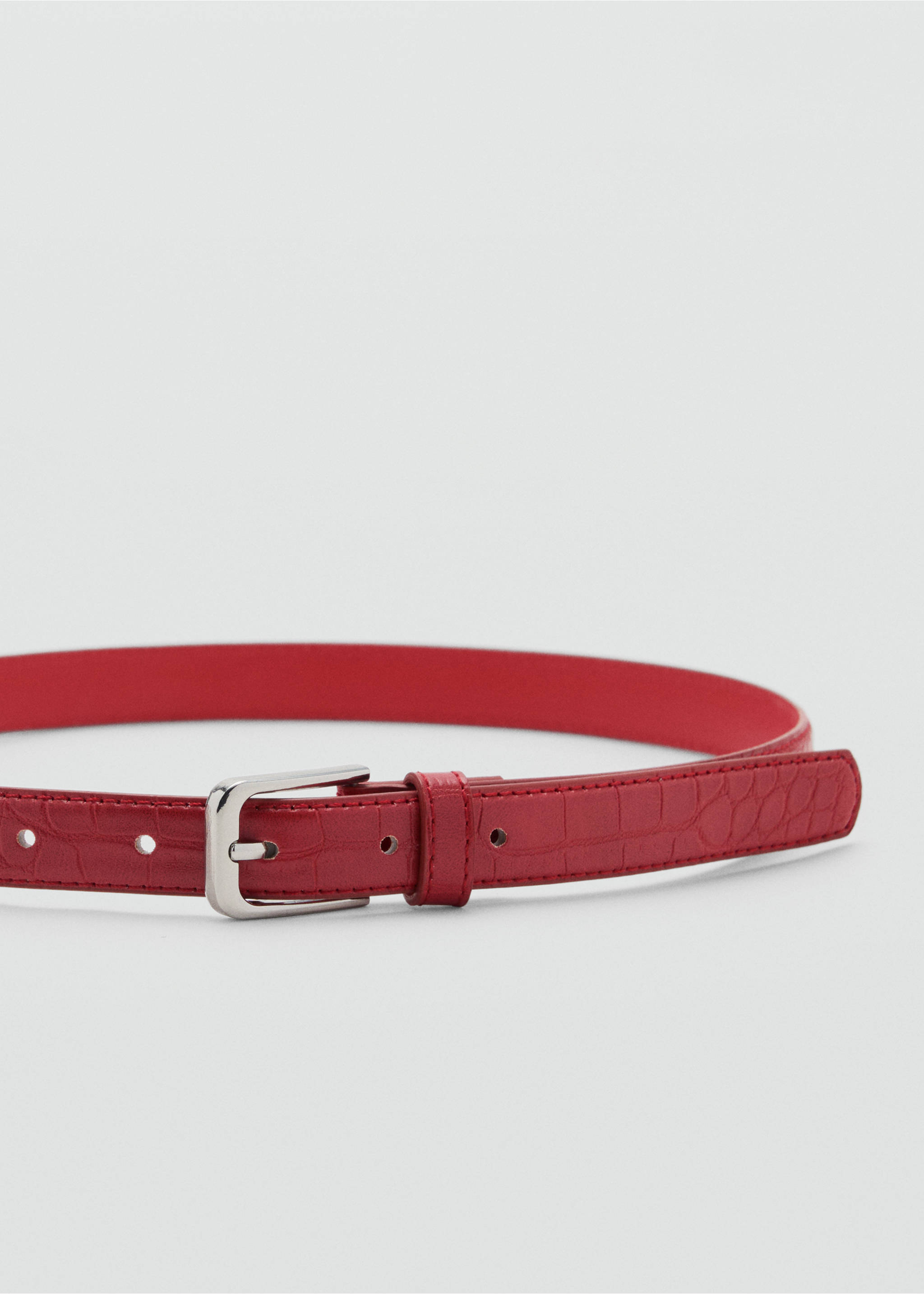 Thin faux crocodile leather belt - Medium plane, Red. Ref: 17081129-00.