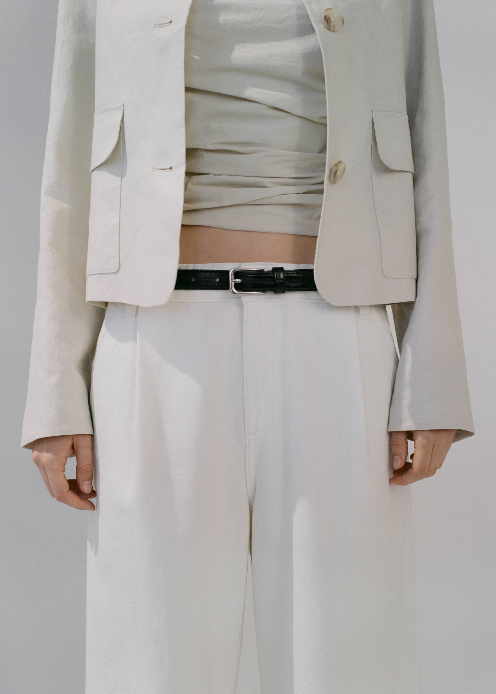 Thin faux crocodile leather belt - General plane