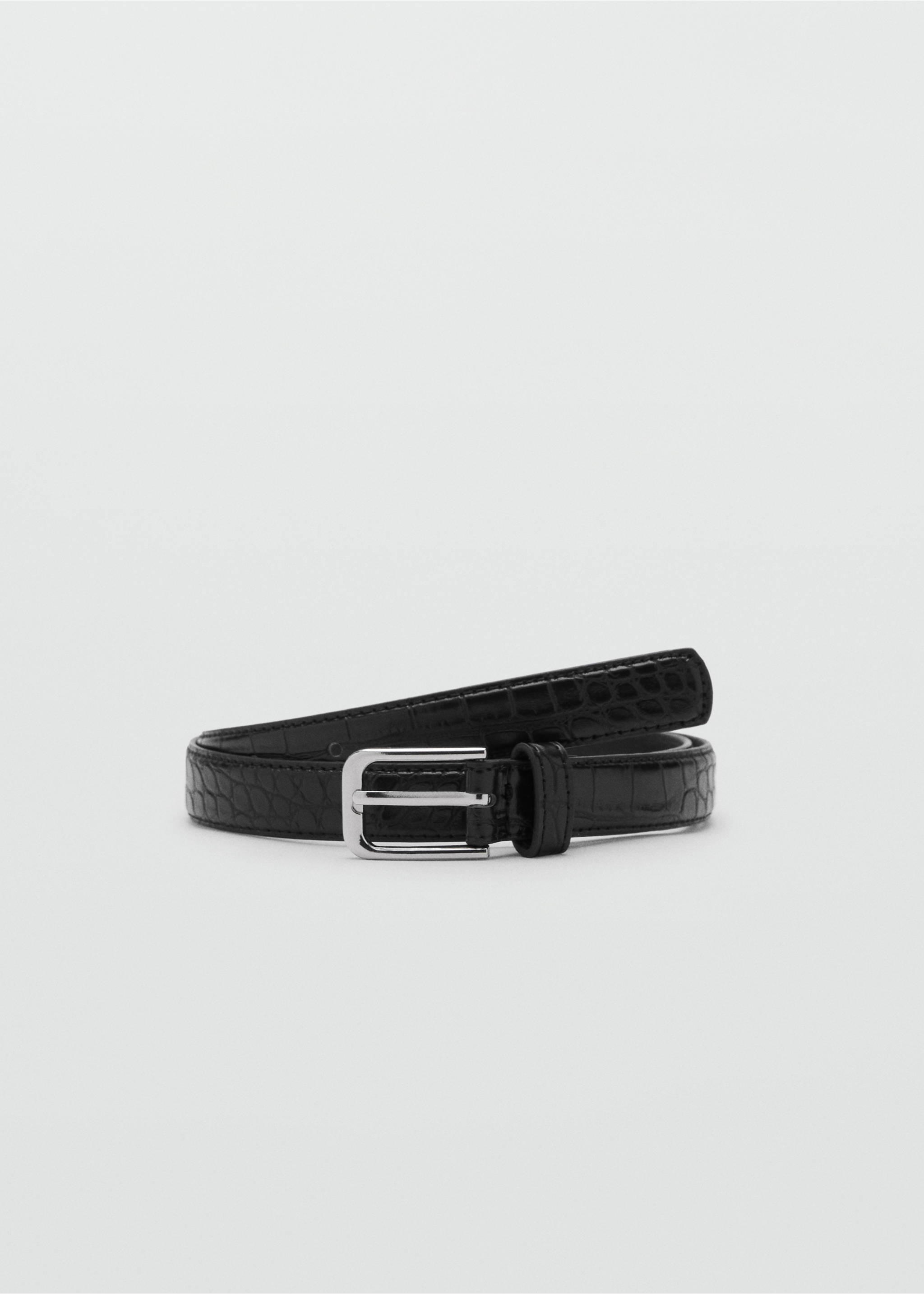 Thin faux crocodile leather belt - Article without model, Black. Ref: 17081129-00.