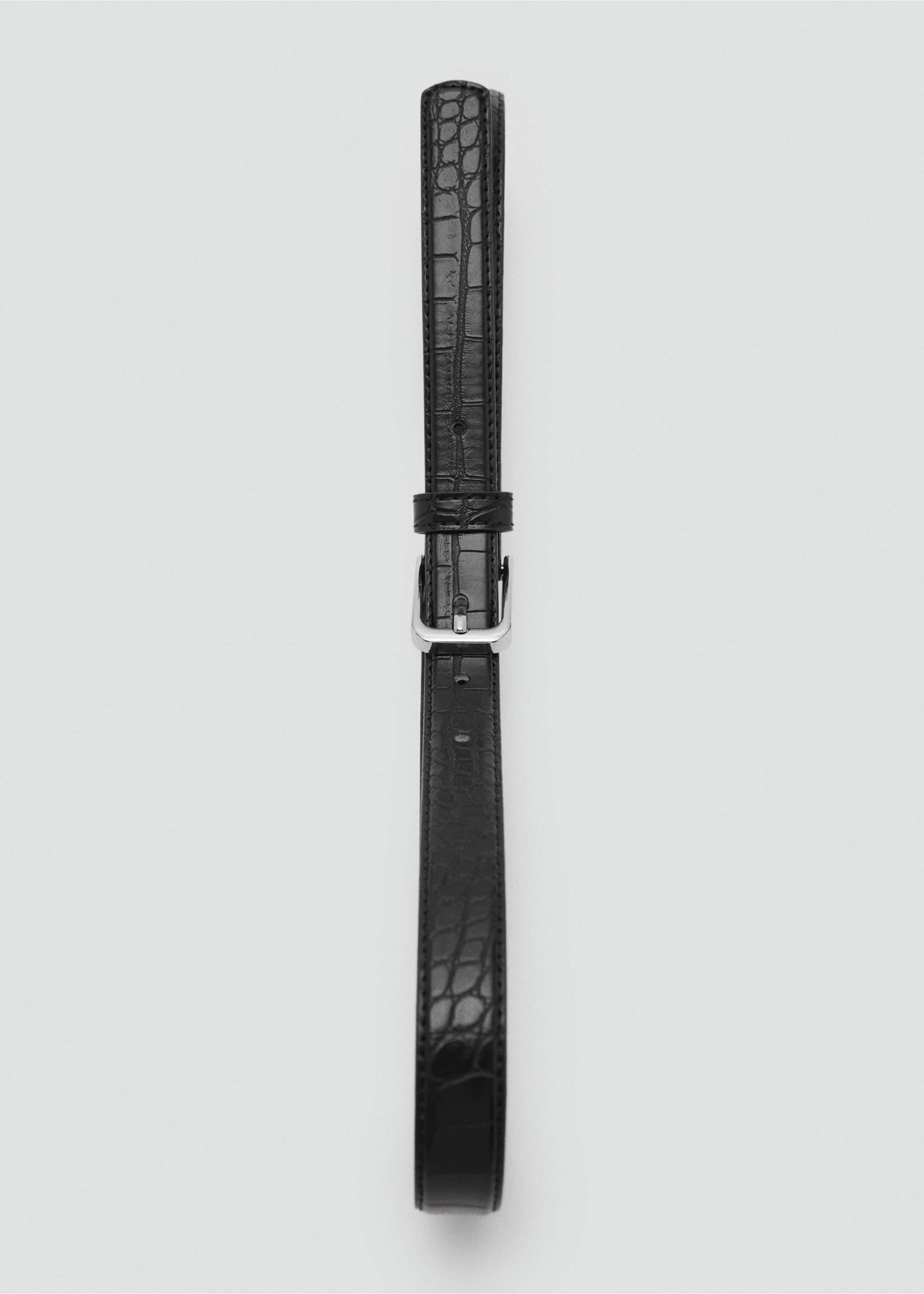 Thin faux crocodile leather belt - Details of the article 2, Black. Ref: 17081129-00.