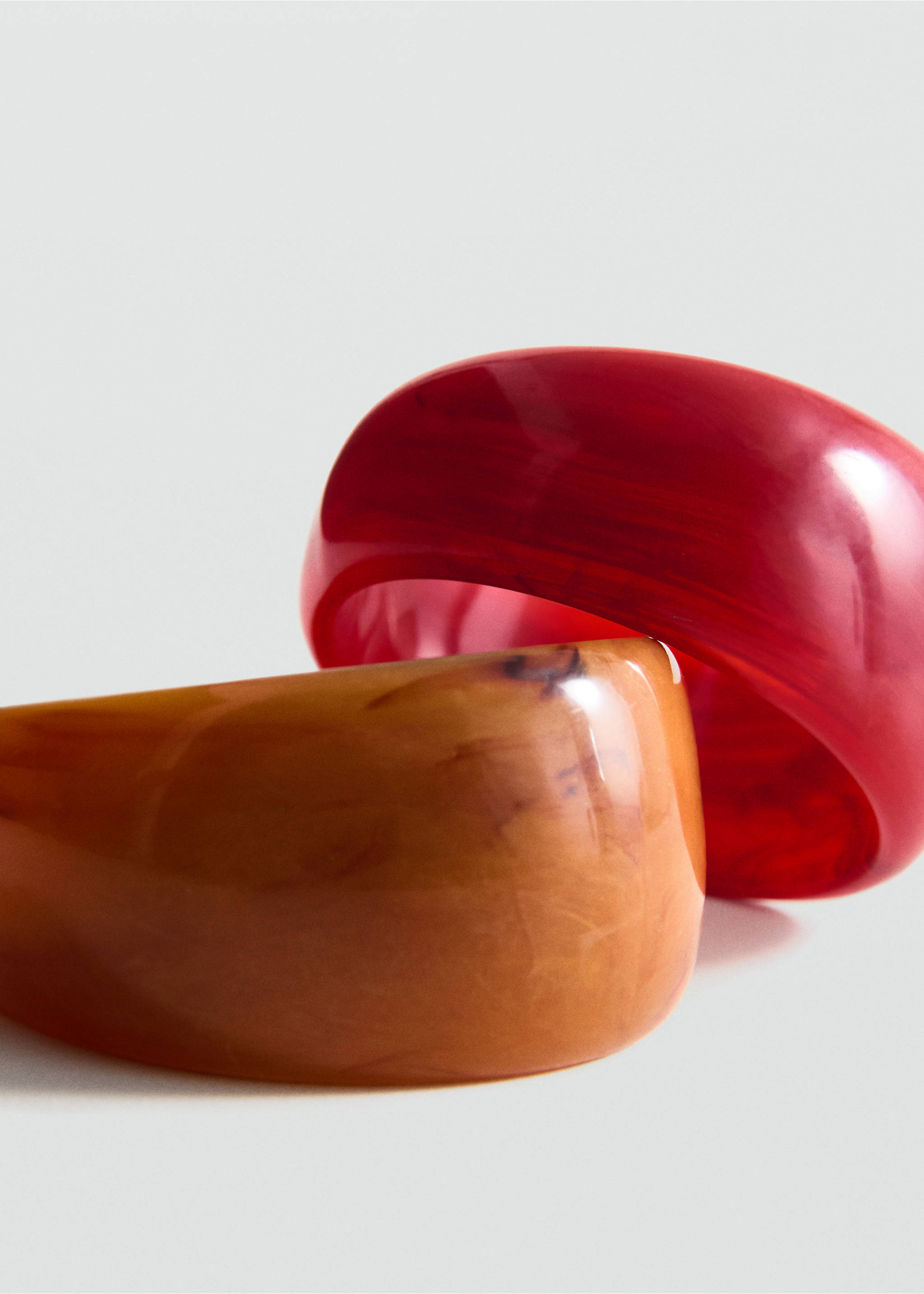 Set of combined volume maxi bracelets - Medium plane, Beige. Ref: 17081132-00.