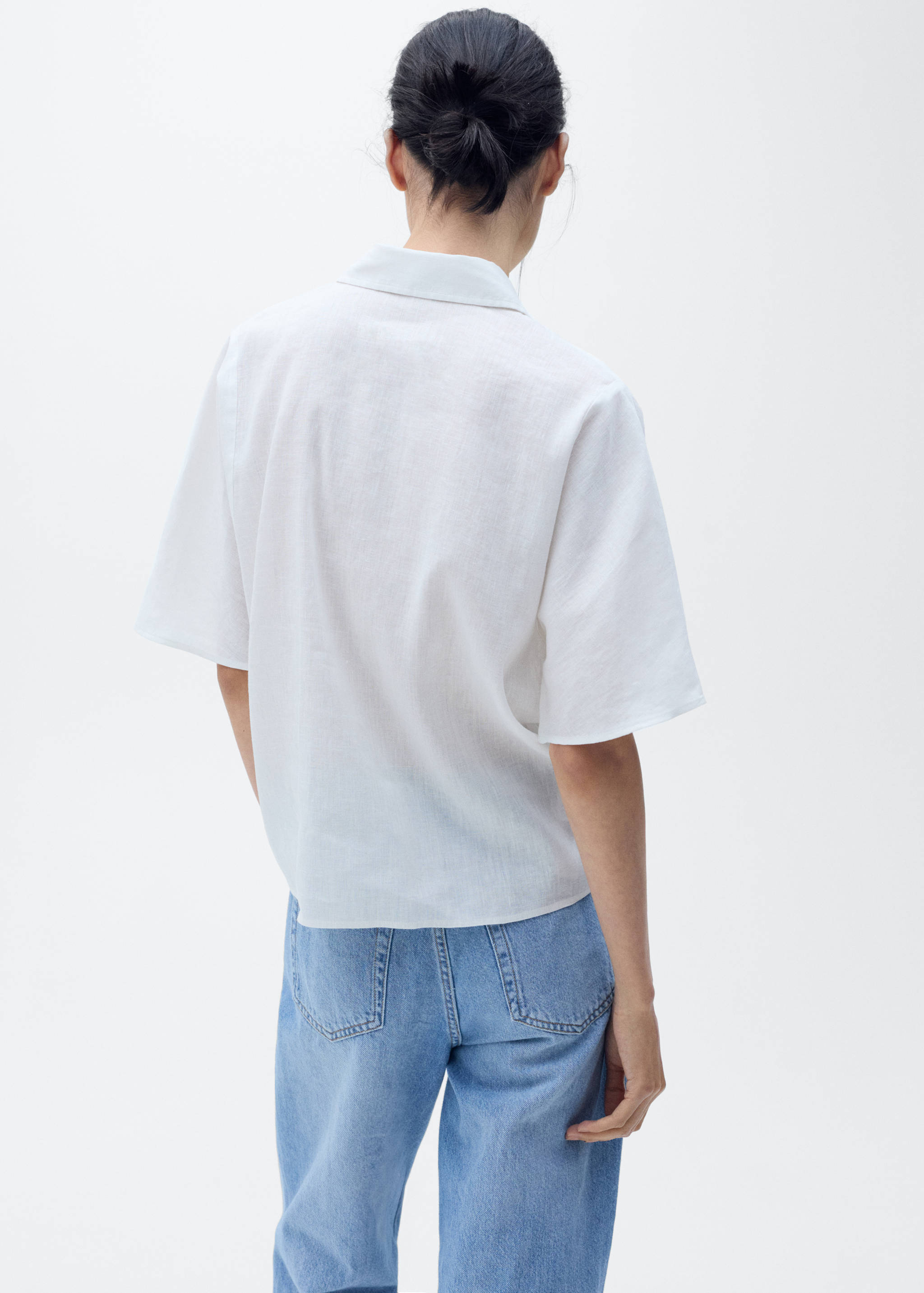Short sleeve linen-blend shirt - Reverse of the article