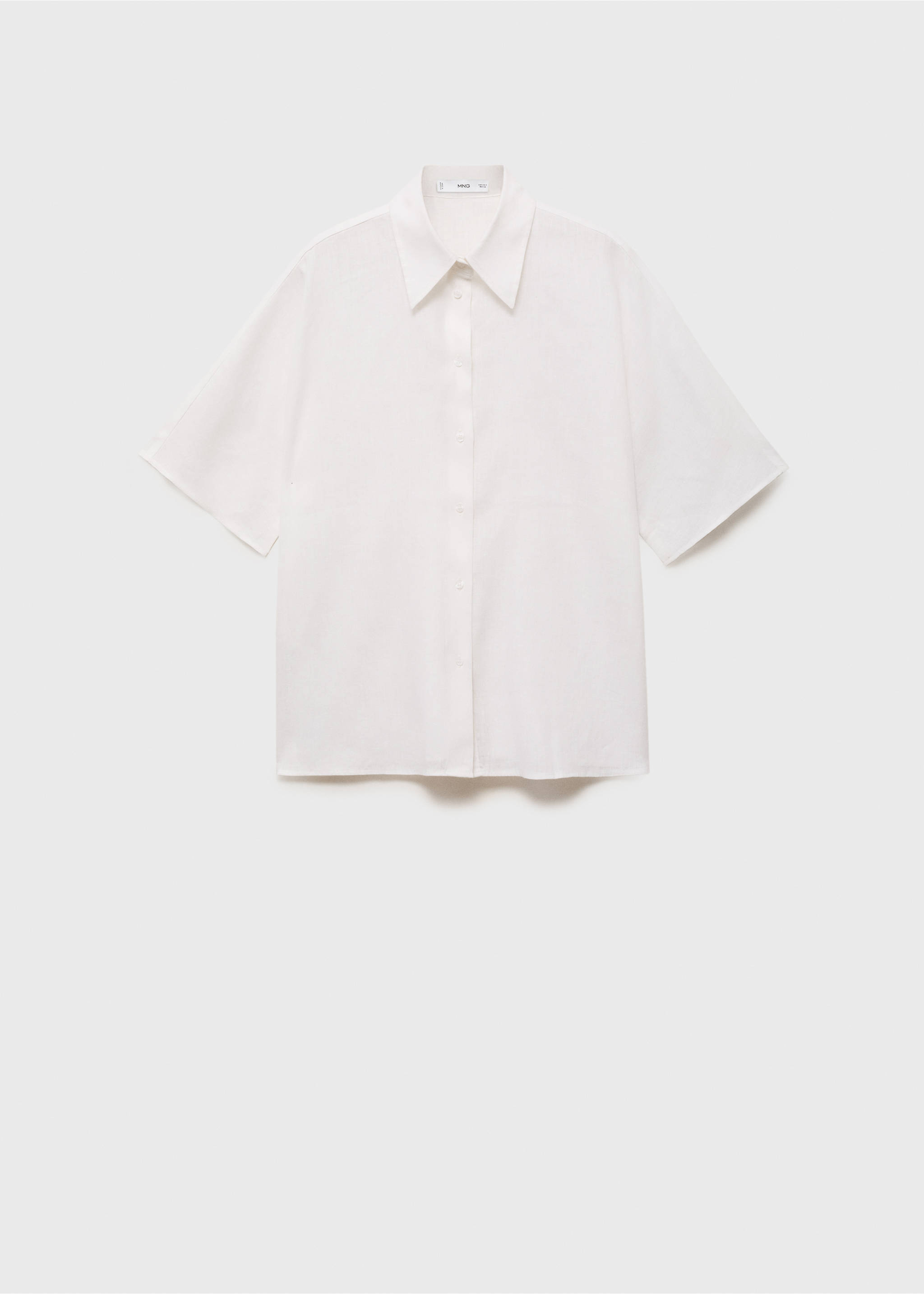 Short sleeve linen-blend shirt - Article without model, Off White. Ref: 17081133-00.