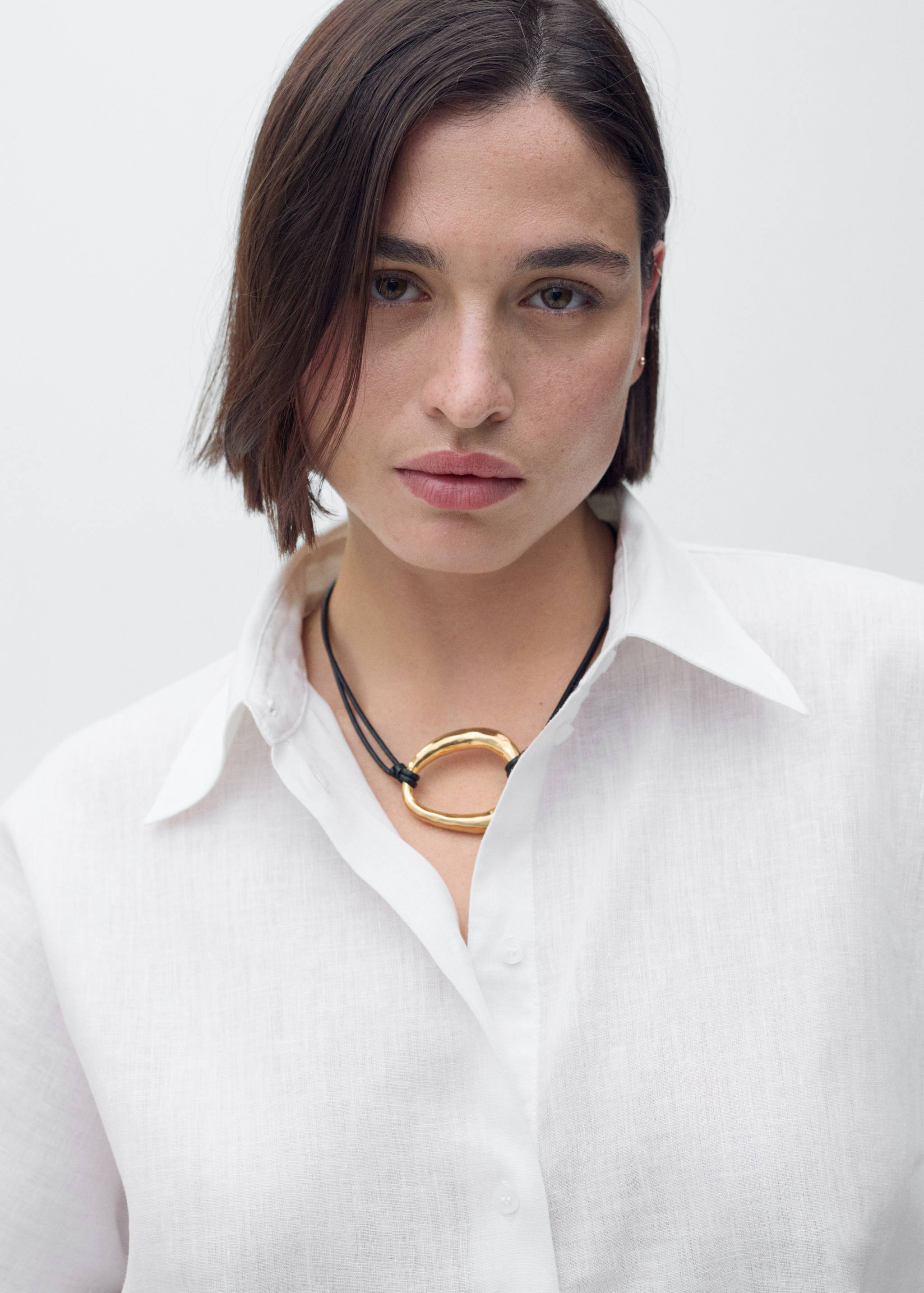Short sleeve linen-blend shirt - Details of the article 4