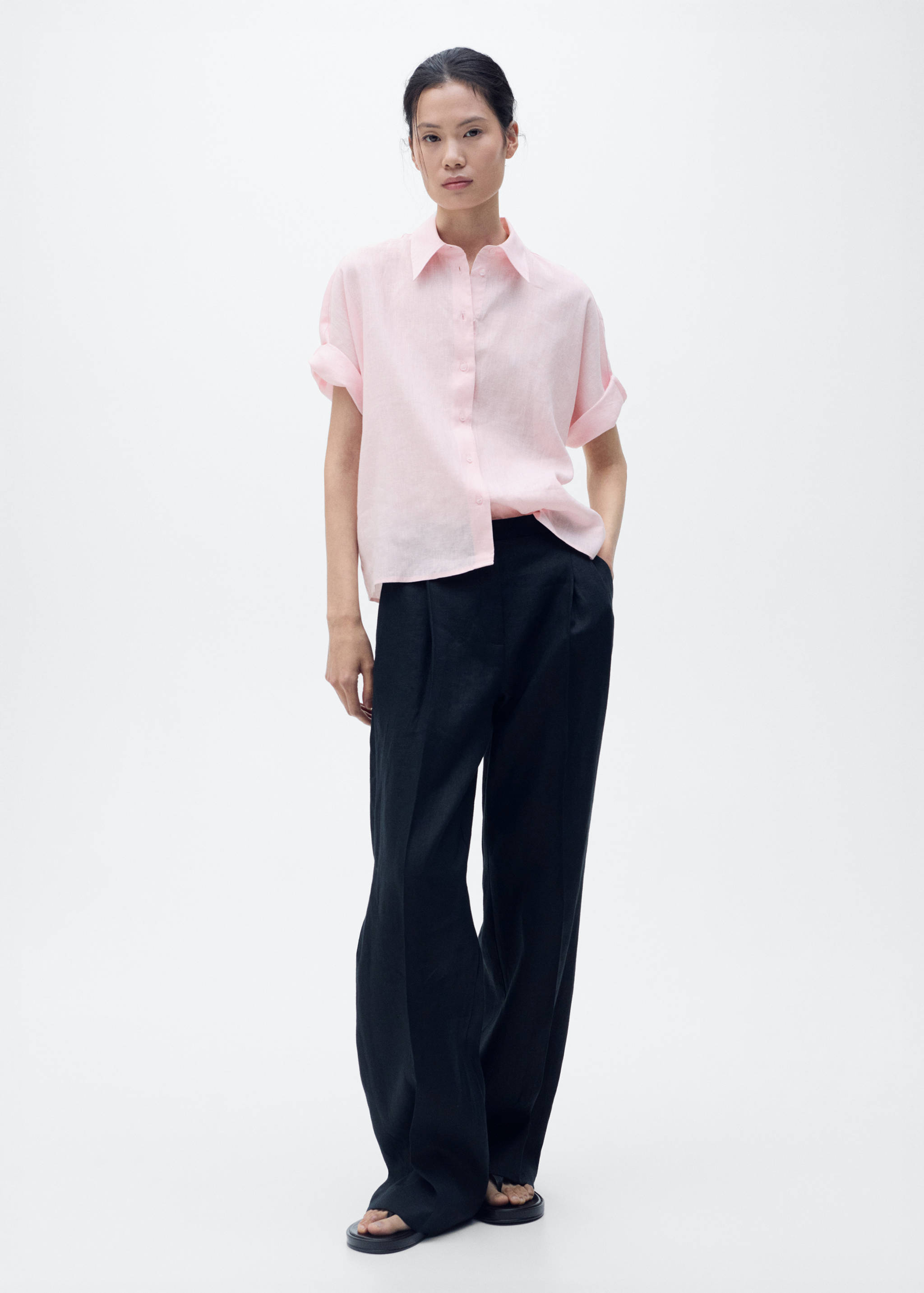 Short sleeve linen-blend shirt - General plane