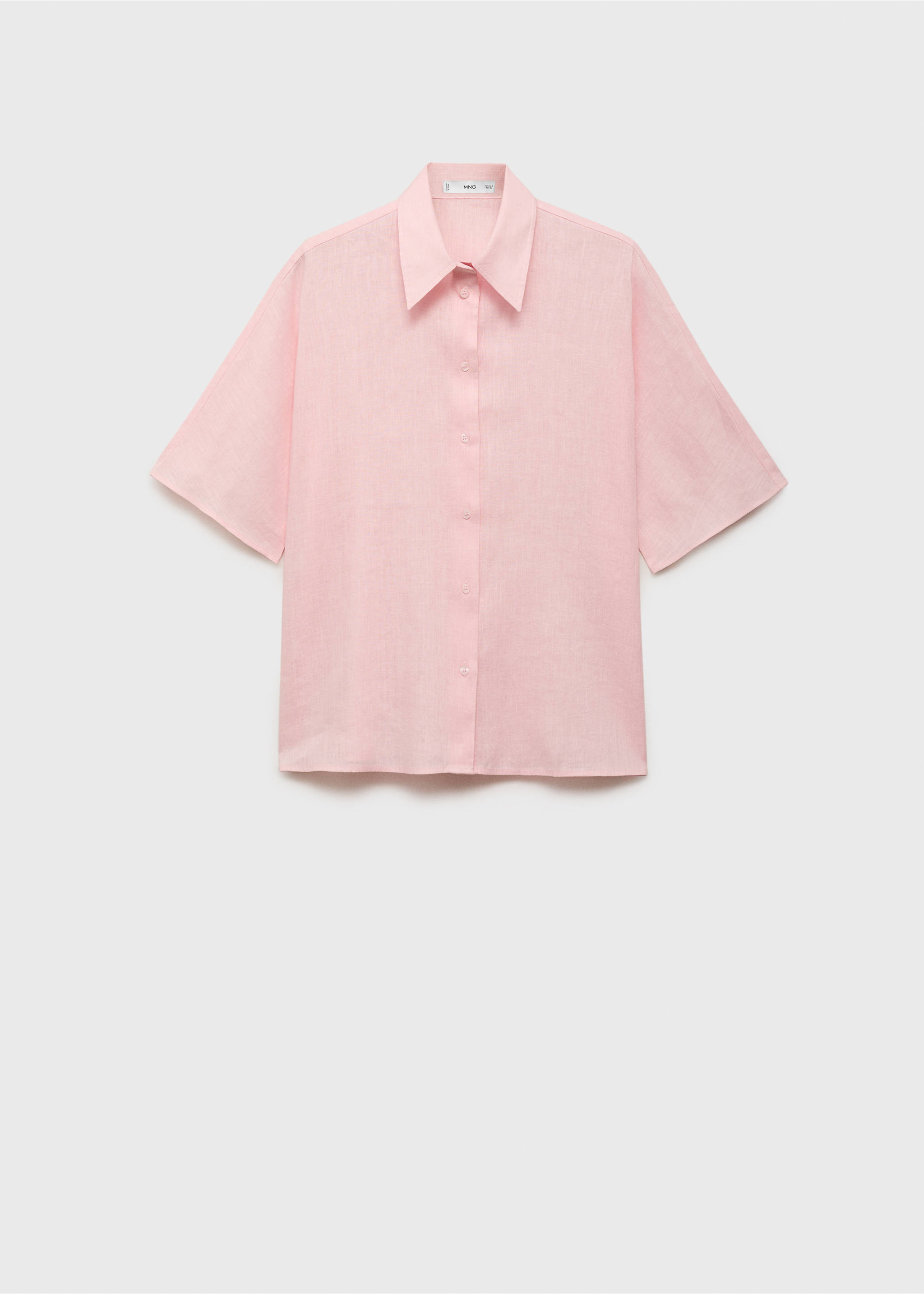 Short sleeve linen-blend shirt - Article without model, Light Pink. Ref: 17081133-00.