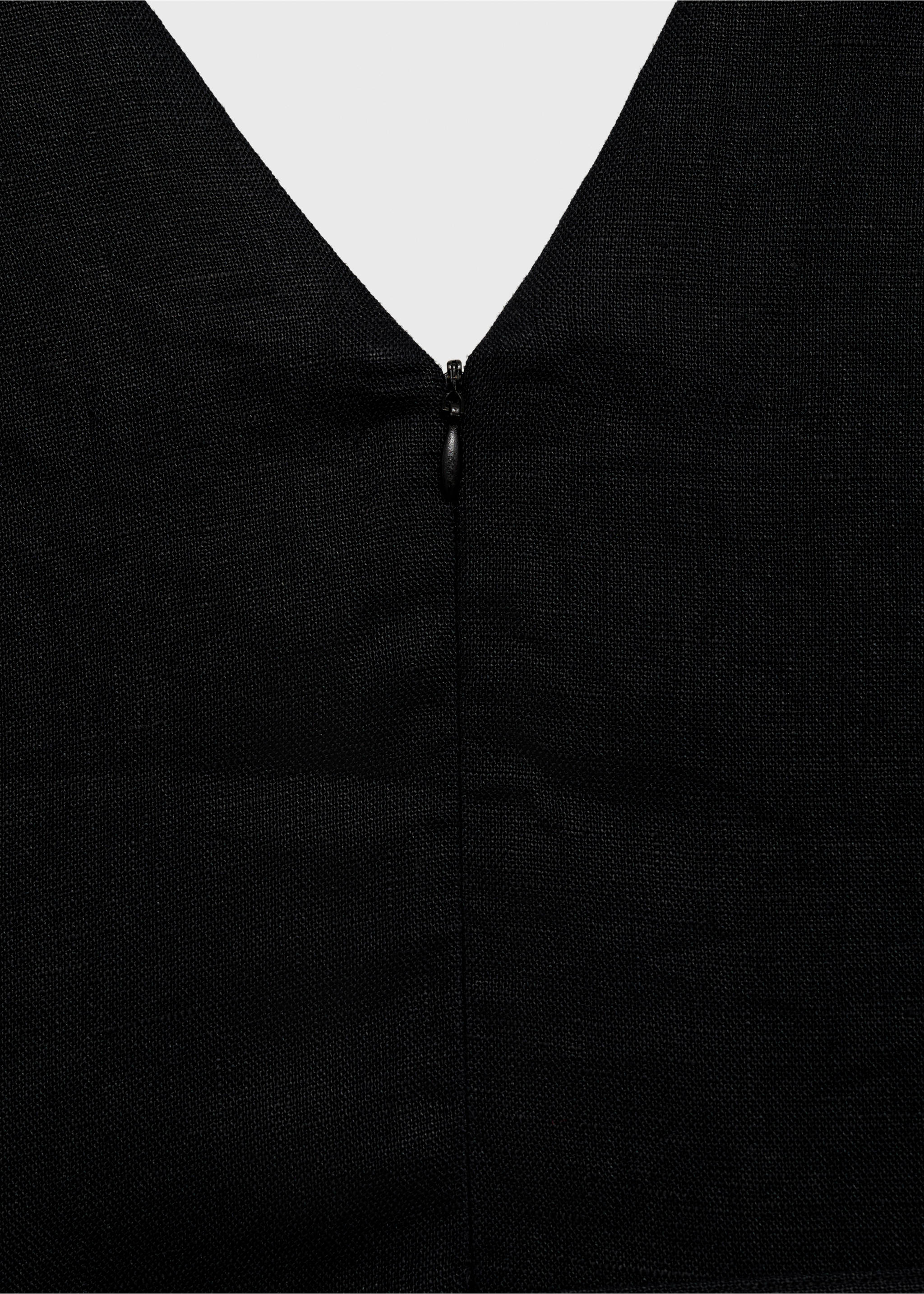 Flared linen dress with belt - Details of the article 0, Black. Ref: 17081134-00.