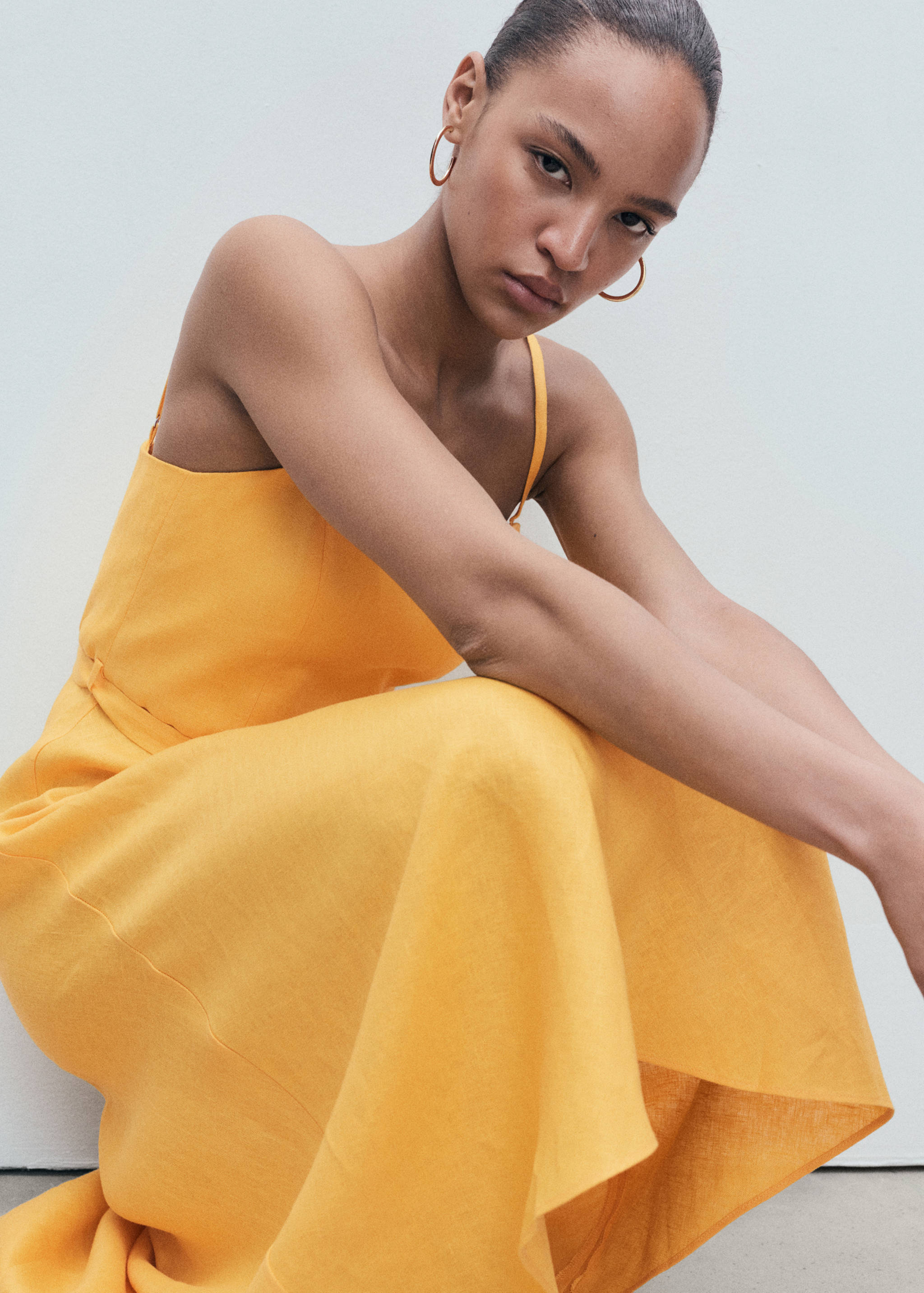Bow linen-blend dress - Details of the article 2