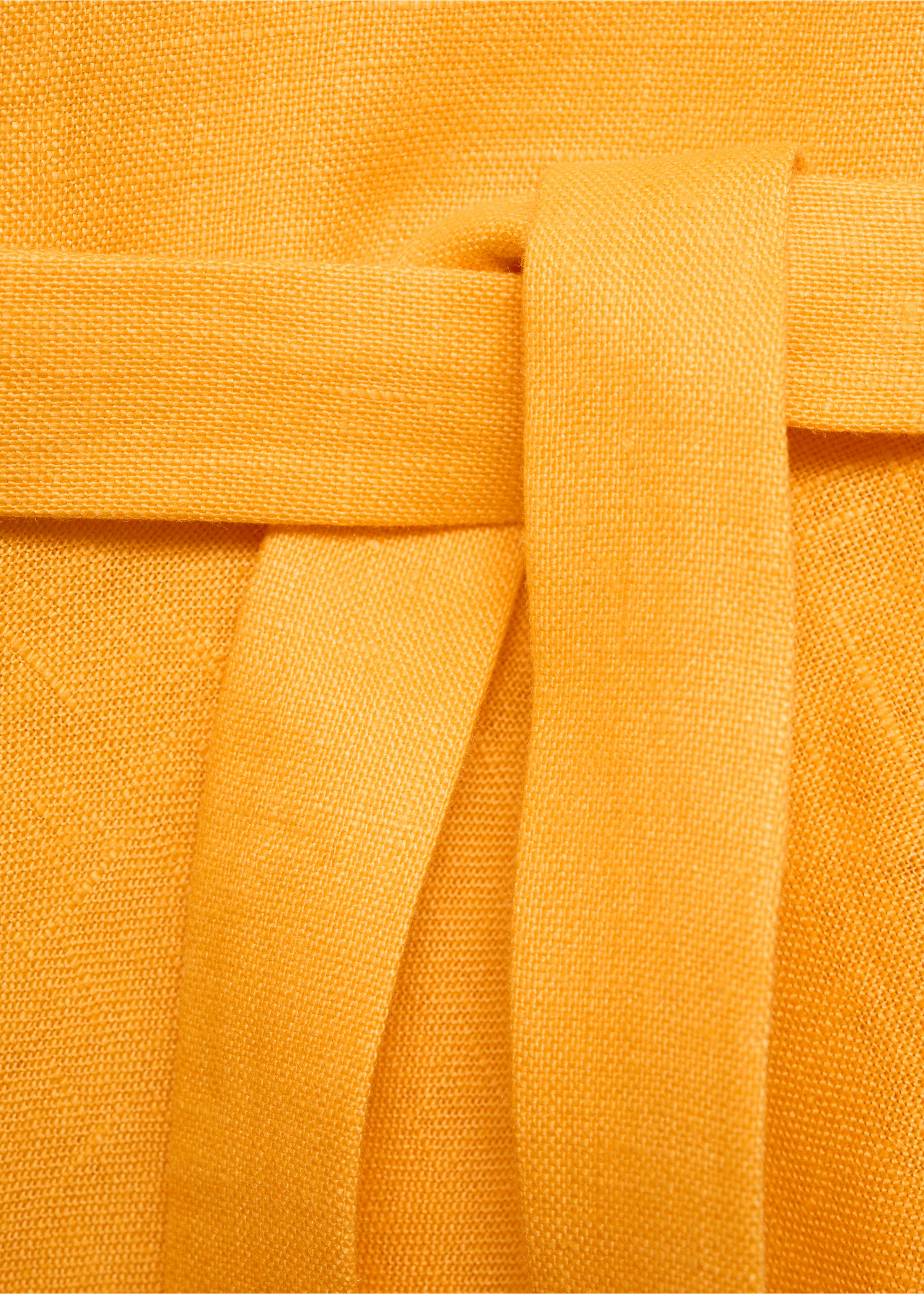 Bow linen-blend dress - Details of the article 8, Orange. Ref: 17081135-00.