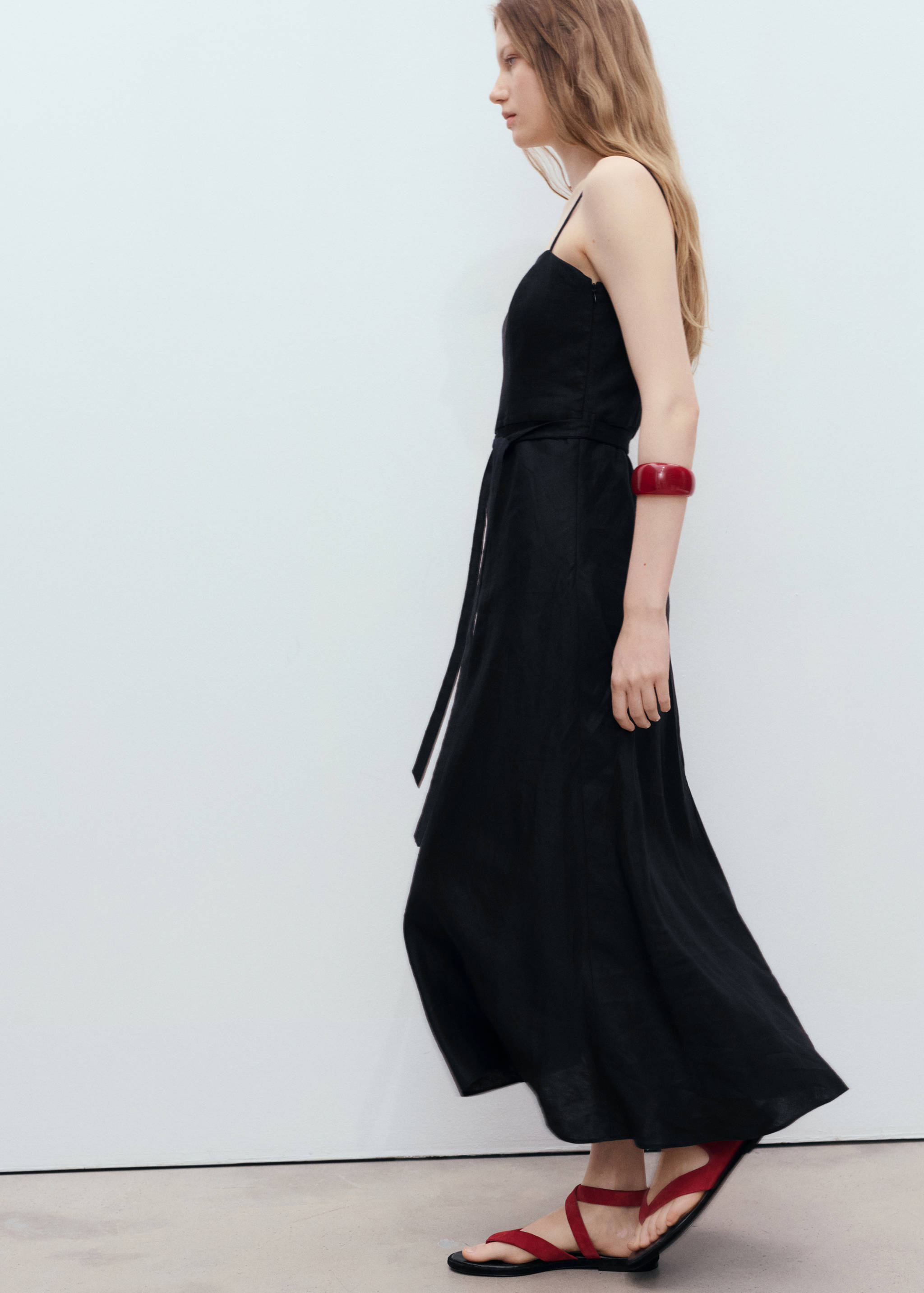 Bow linen-blend dress - Details of the article 2