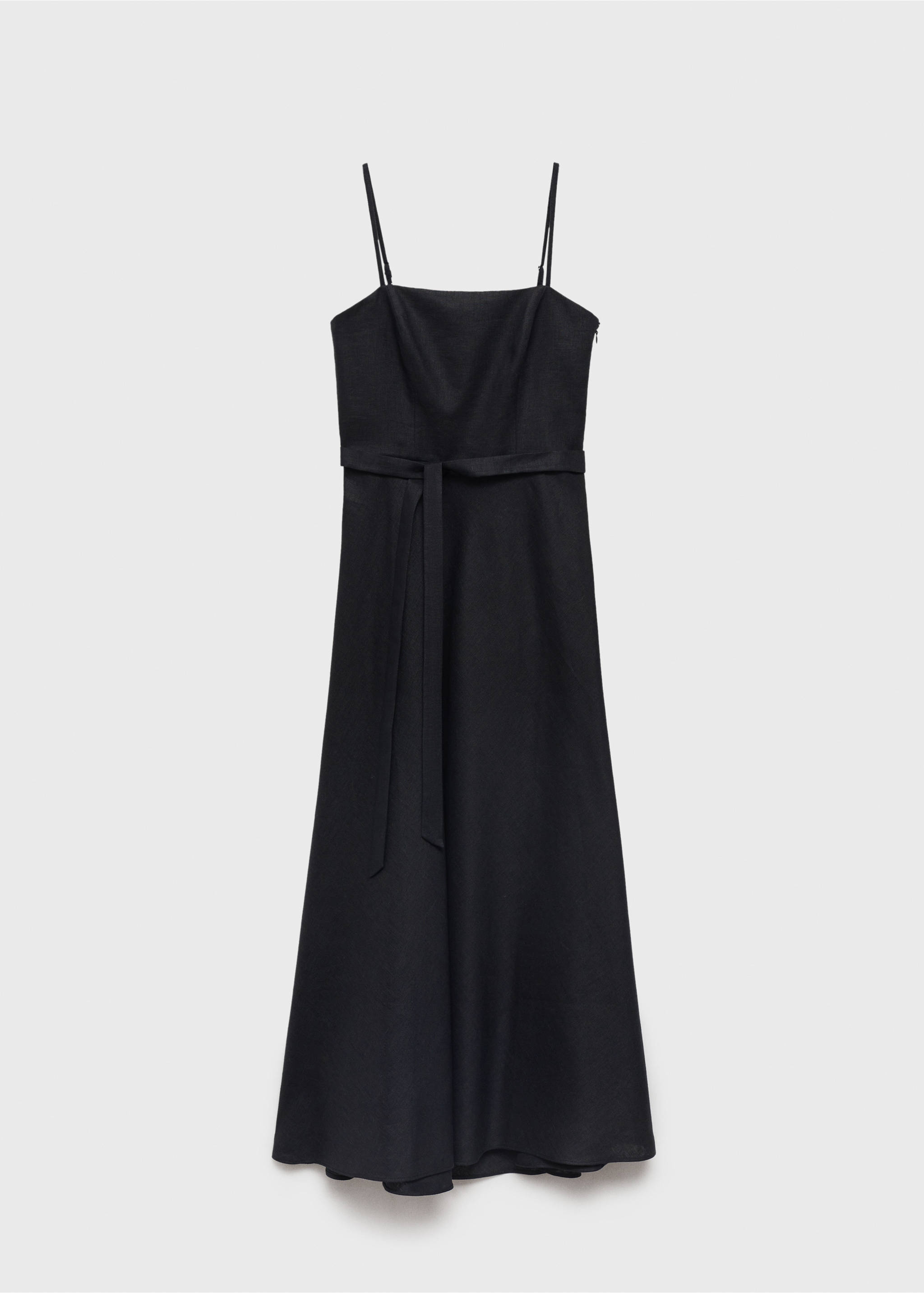 Vestido de linho com laço - Artigo sem modelo, Preto. Ref: 17081135-00.