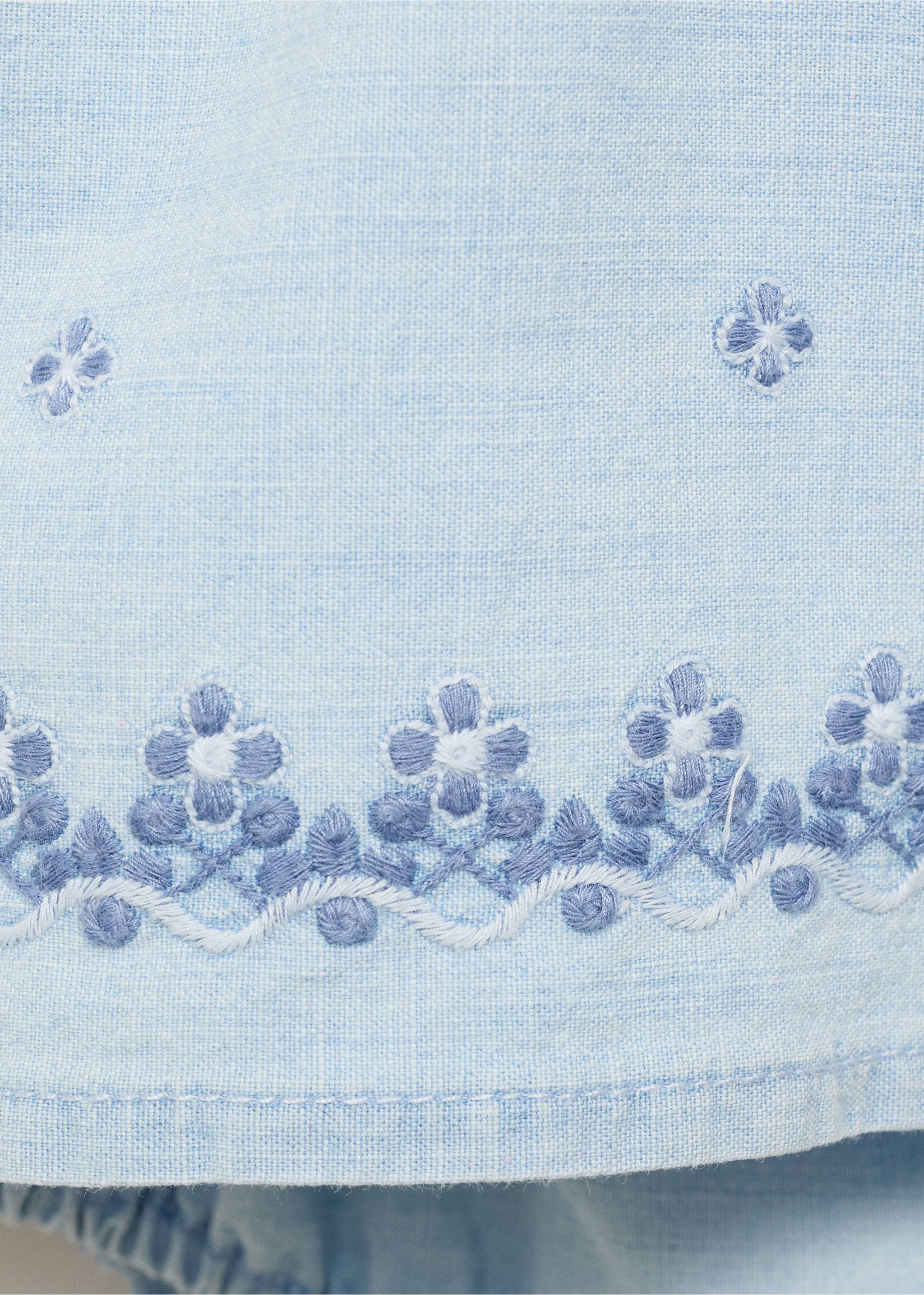 Šaty a kalhotky s vyšívanými detaily - Detail zboží 8, Světle modrá. Ref: 17081139-00.