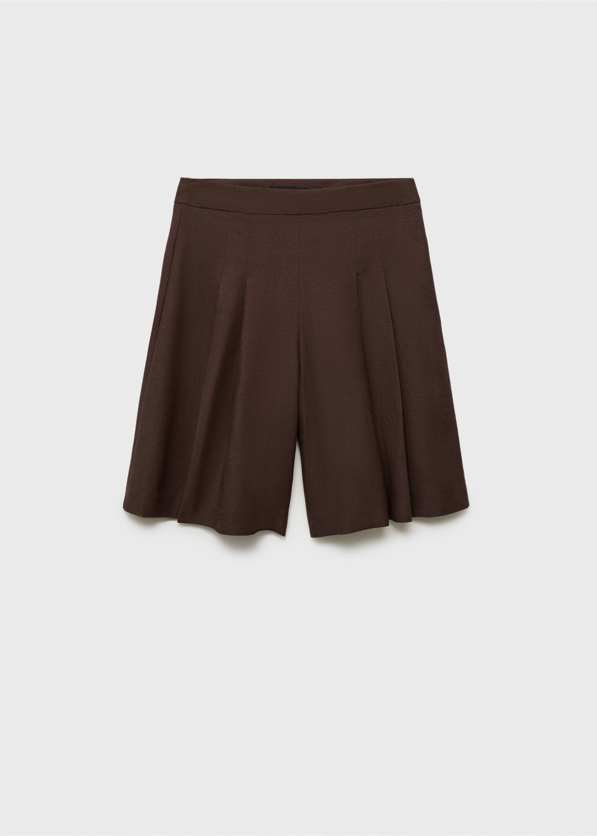 Linen-blend suit bermuda shorts - Article without model, Chocolate. Ref: 17081141-00.