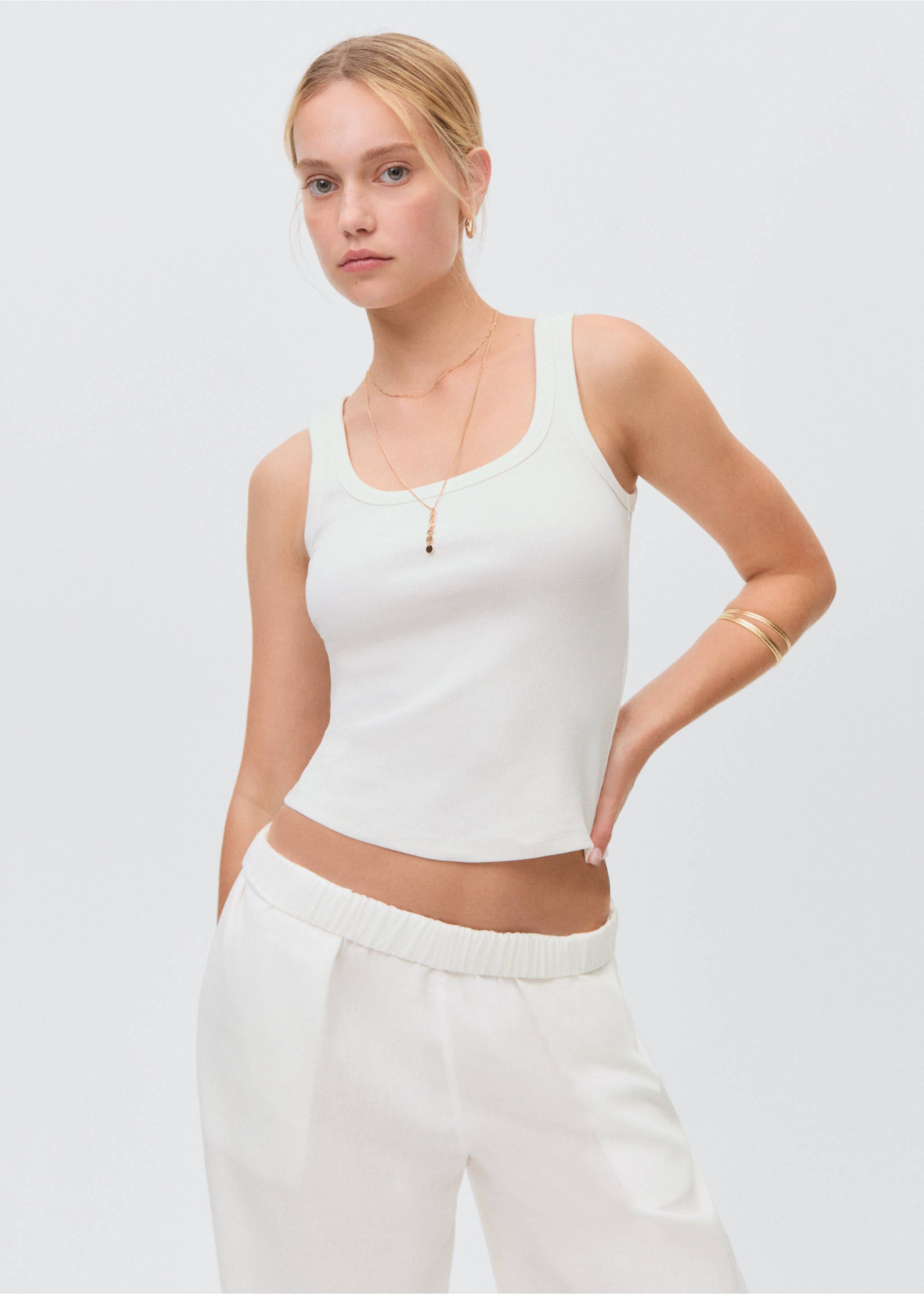 Cotton jogger-style trousers - Medium plane, Off White. Ref: 17081145-00.