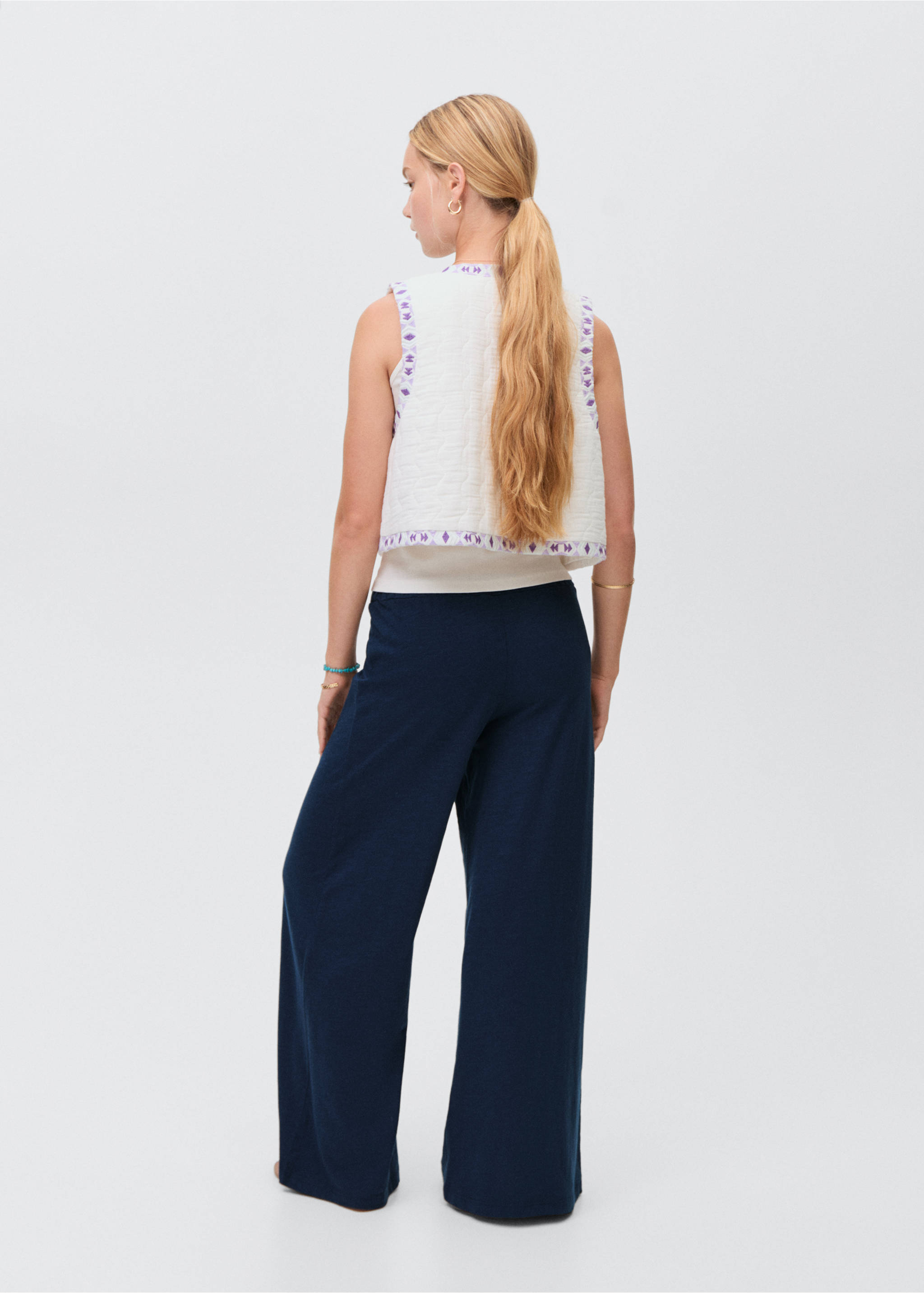 Cotton jogger-style trousers - Reverse of the article, Navy. Ref: 17081145-00.