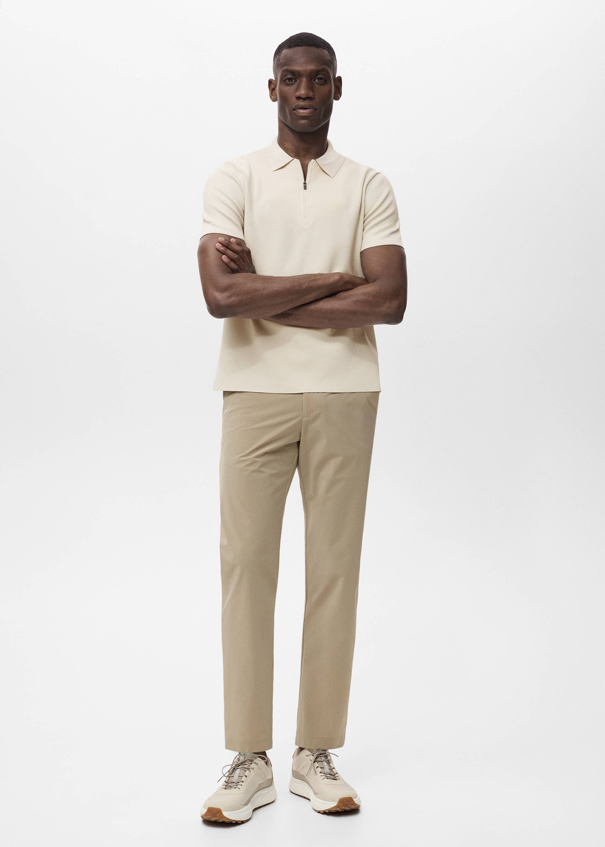 COOLMAX® fine-knit polo shirt with zip - General plane