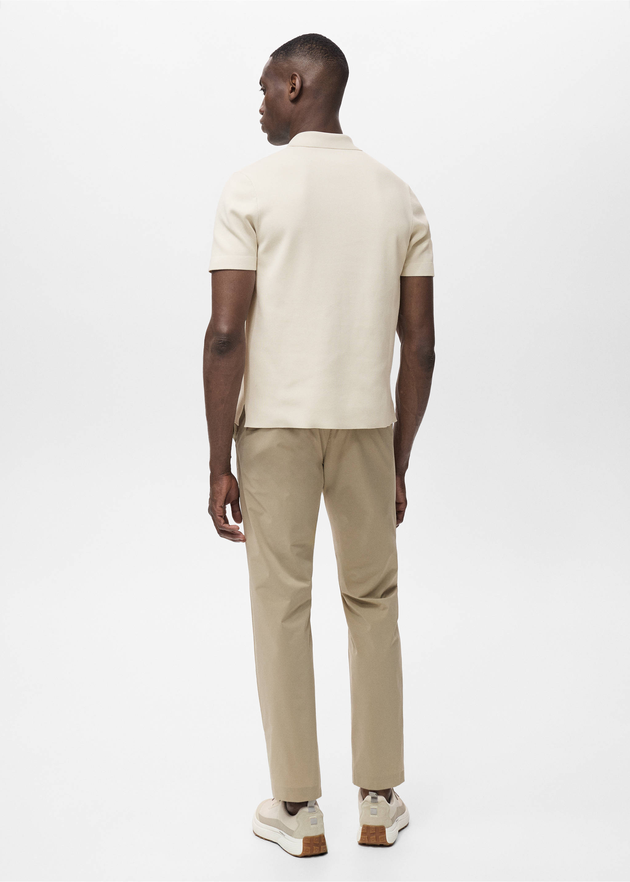 COOLMAX® fine-knit polo shirt with zip - Reverse of the article, Beige. Ref: 17081149-00.