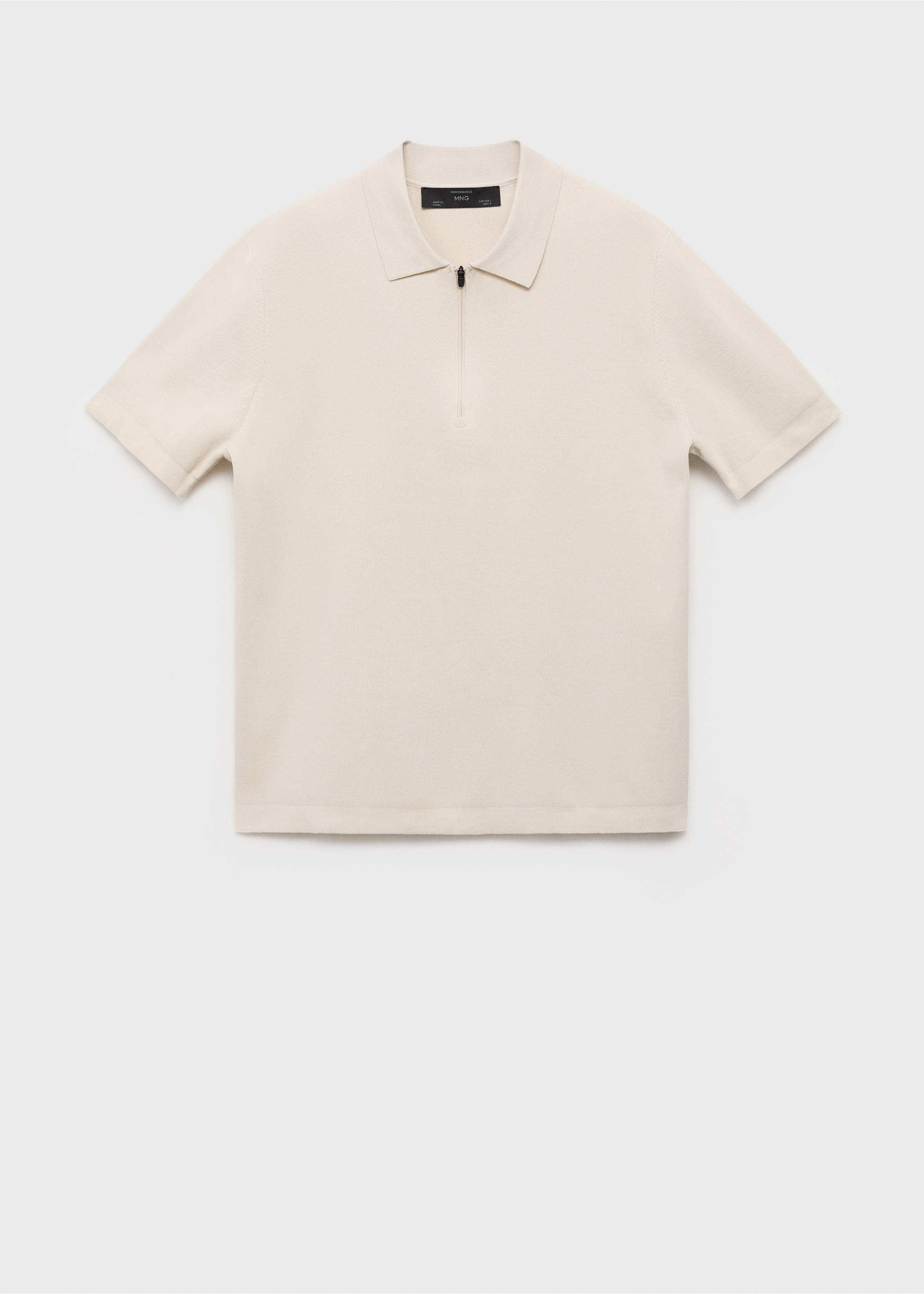 COOLMAX® fine-knit polo shirt with zip - Article without model, Beige. Ref: 17081149-00.