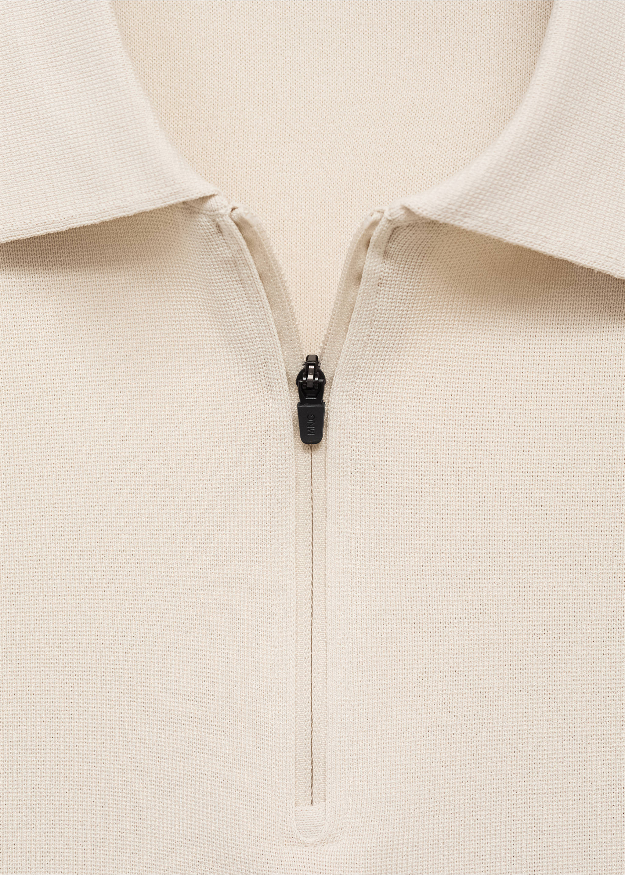 COOLMAX® fine-knit polo shirt with zip - Details of the article 8, Beige. Ref: 17081149-00.