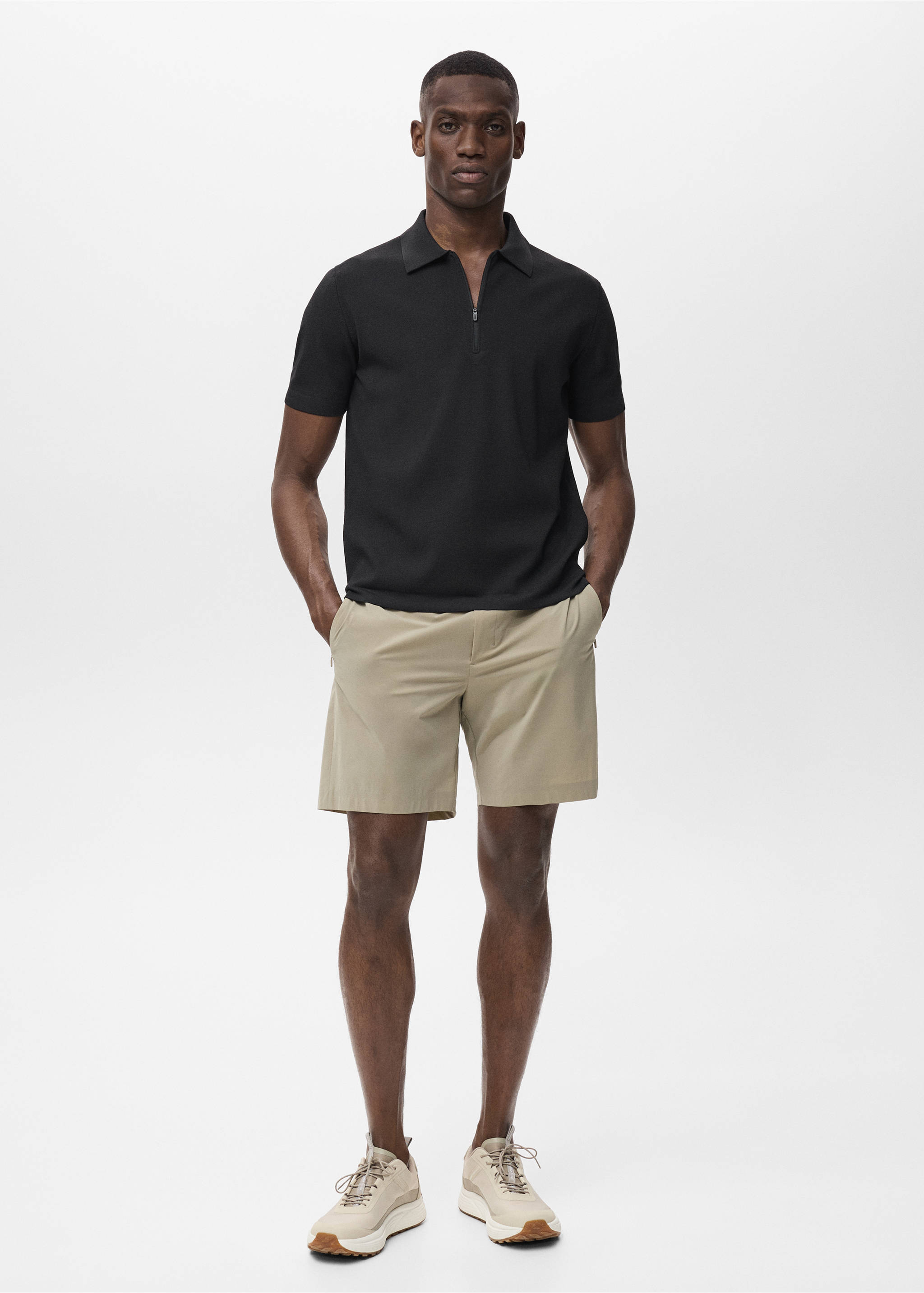 COOLMAX® Feinstrick-Poloshirt mit Reißverschluss - Allgemeine Ansicht, Schwarz. Ref: 17081149-00.